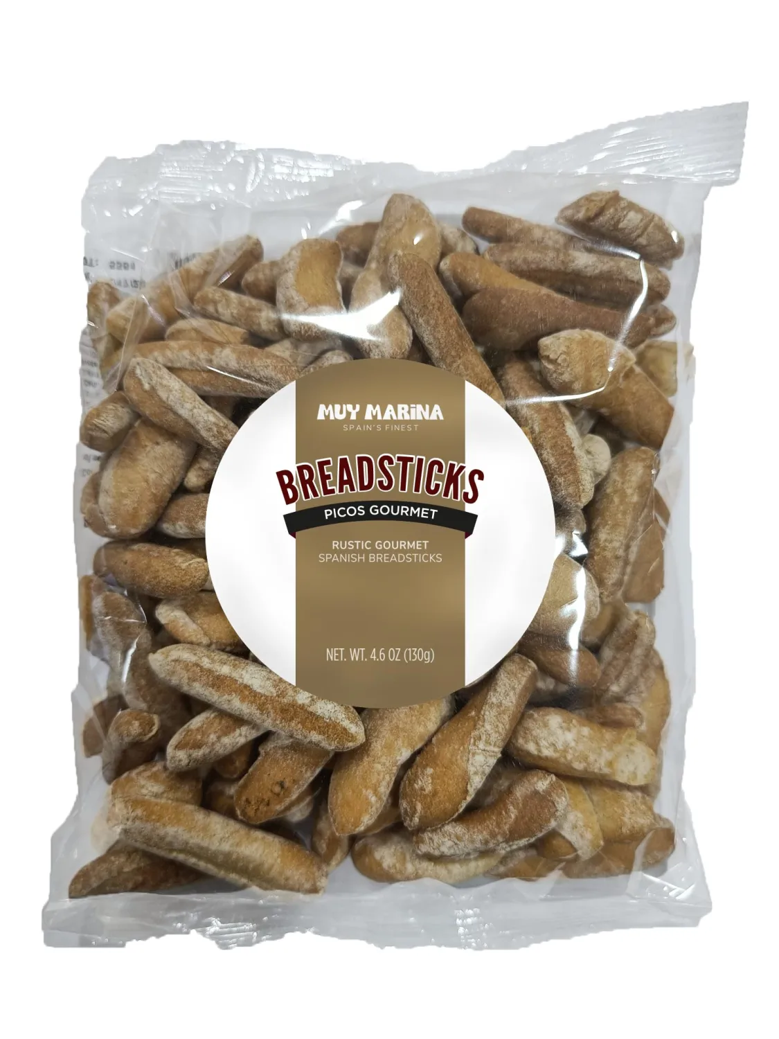 Muy Marina Gourmet Rustic Picos | 4.6 oz Bag | Ultra-Crunchy Slow-Baked Wheat, Rye & Sourdough Mini Baguette Snacks Imported from Seville Andalusia Spain for Spanish Tapas