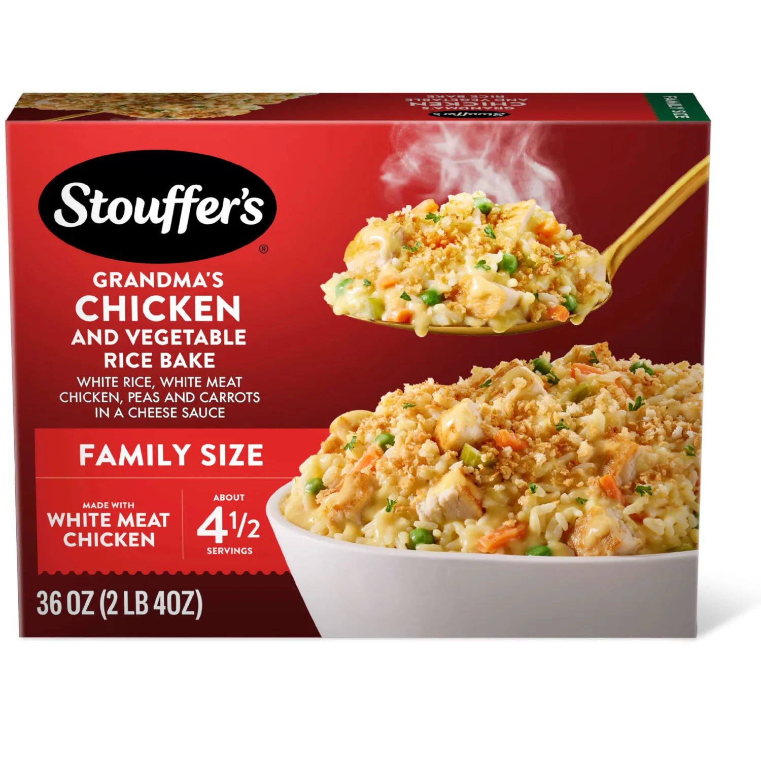 Stouffer's Chicken and Vegetable Rice Bake, Family Size Frozen Meal, 36 Oz