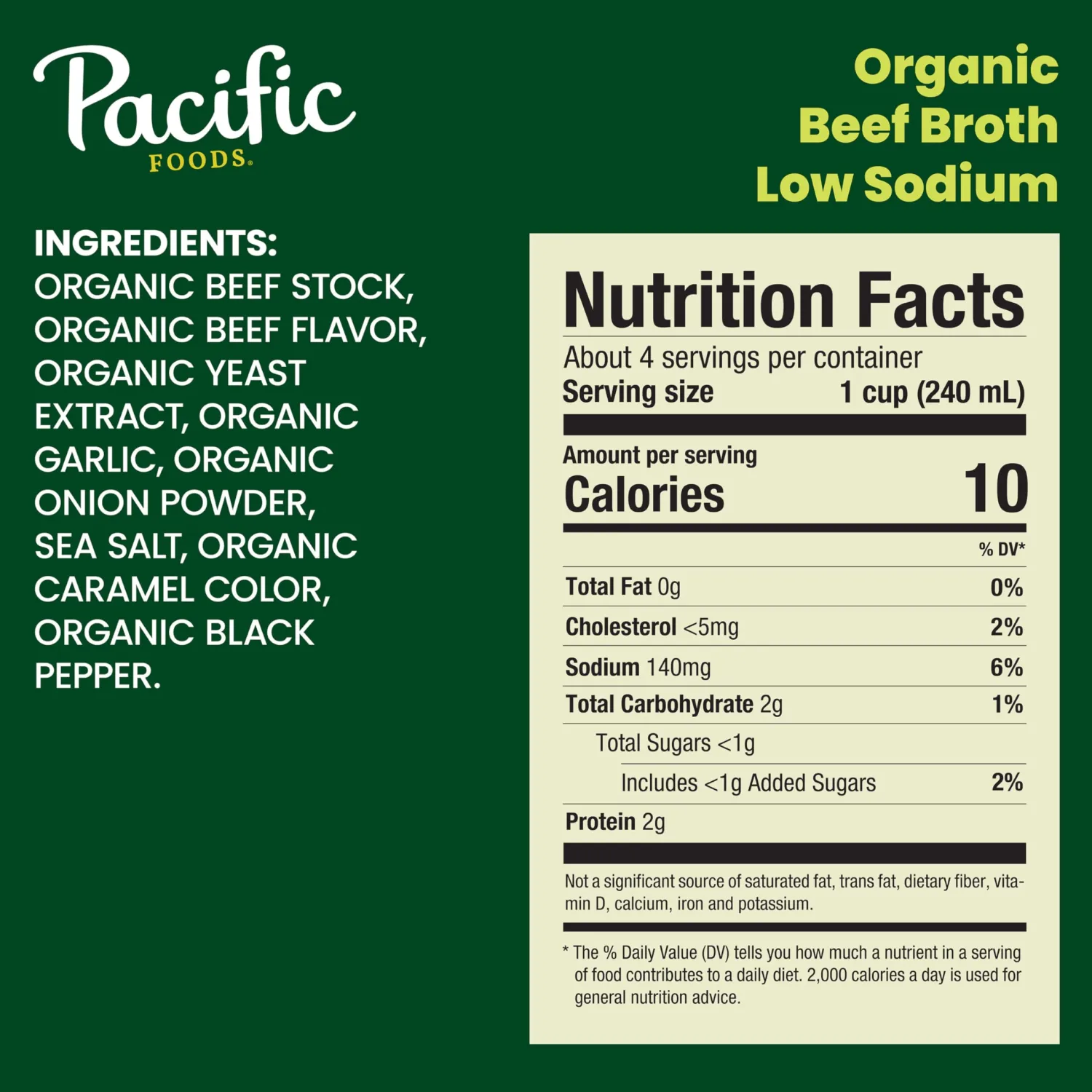 Pacific Foods Low Sodium Organic Beef Broth, 32 oz Carton