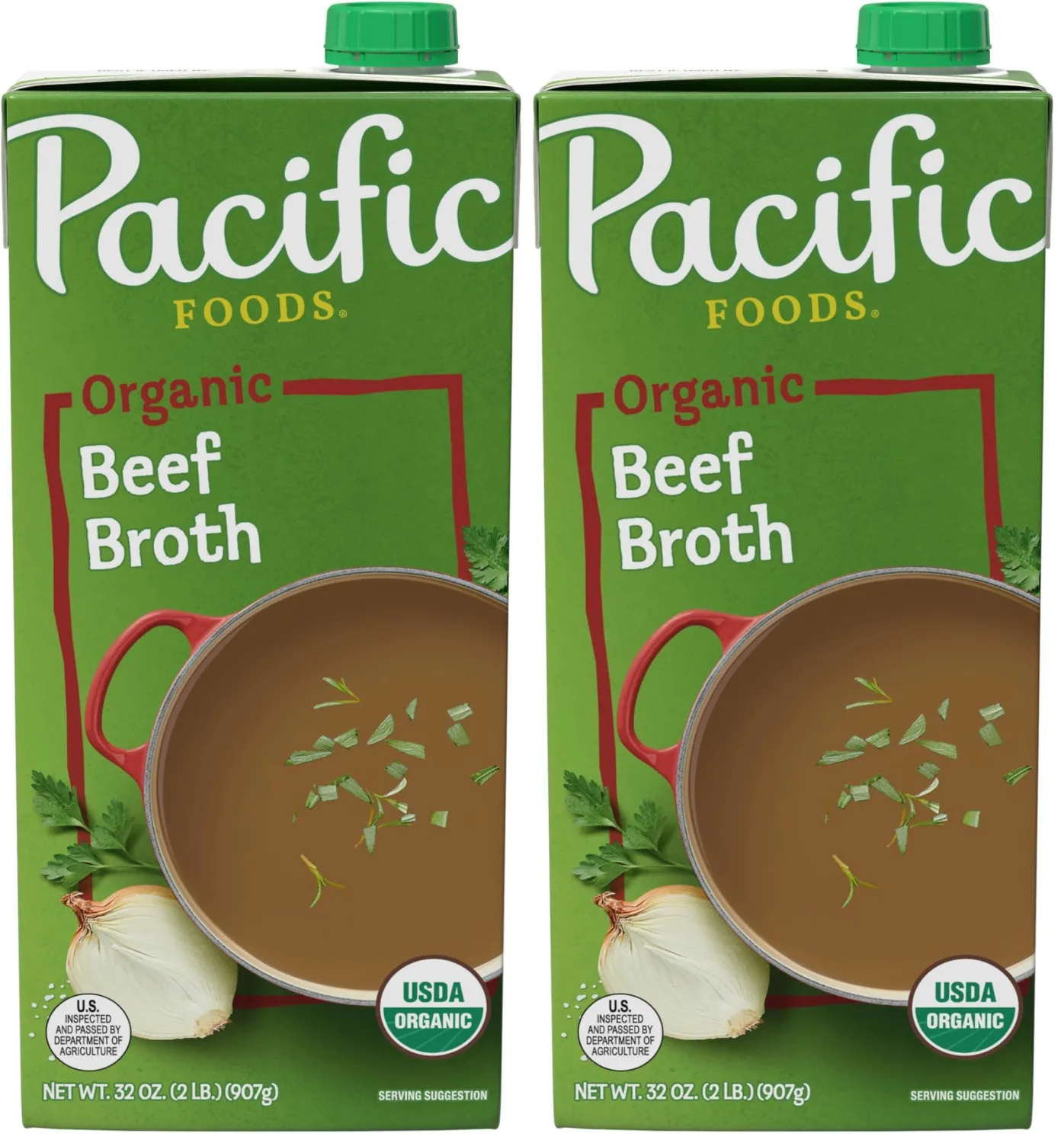 Pacific Foods Organic Beef Broth, 32 oz Carton (Pack of 2)