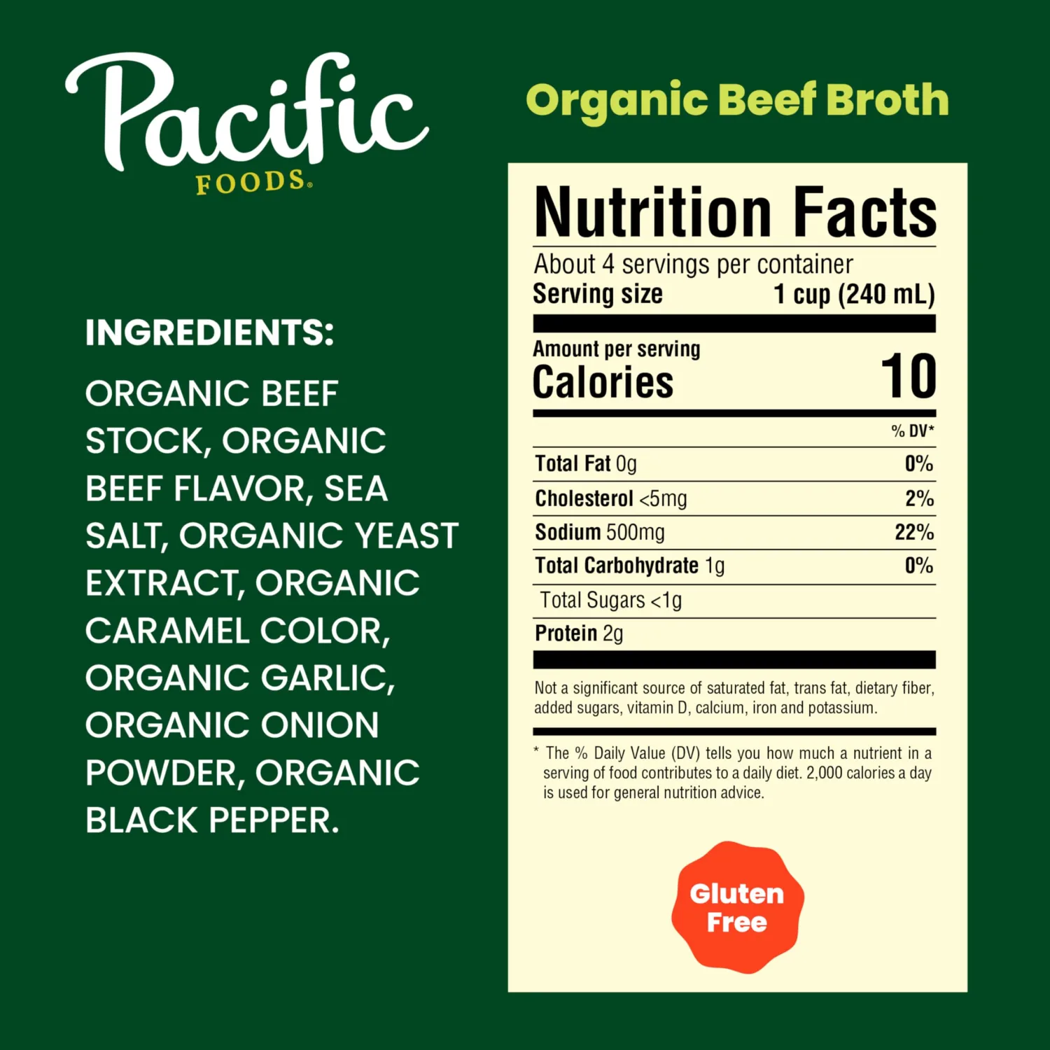 Pacific Foods Organic Beef Broth, 32 oz Carton (Pack of 2)