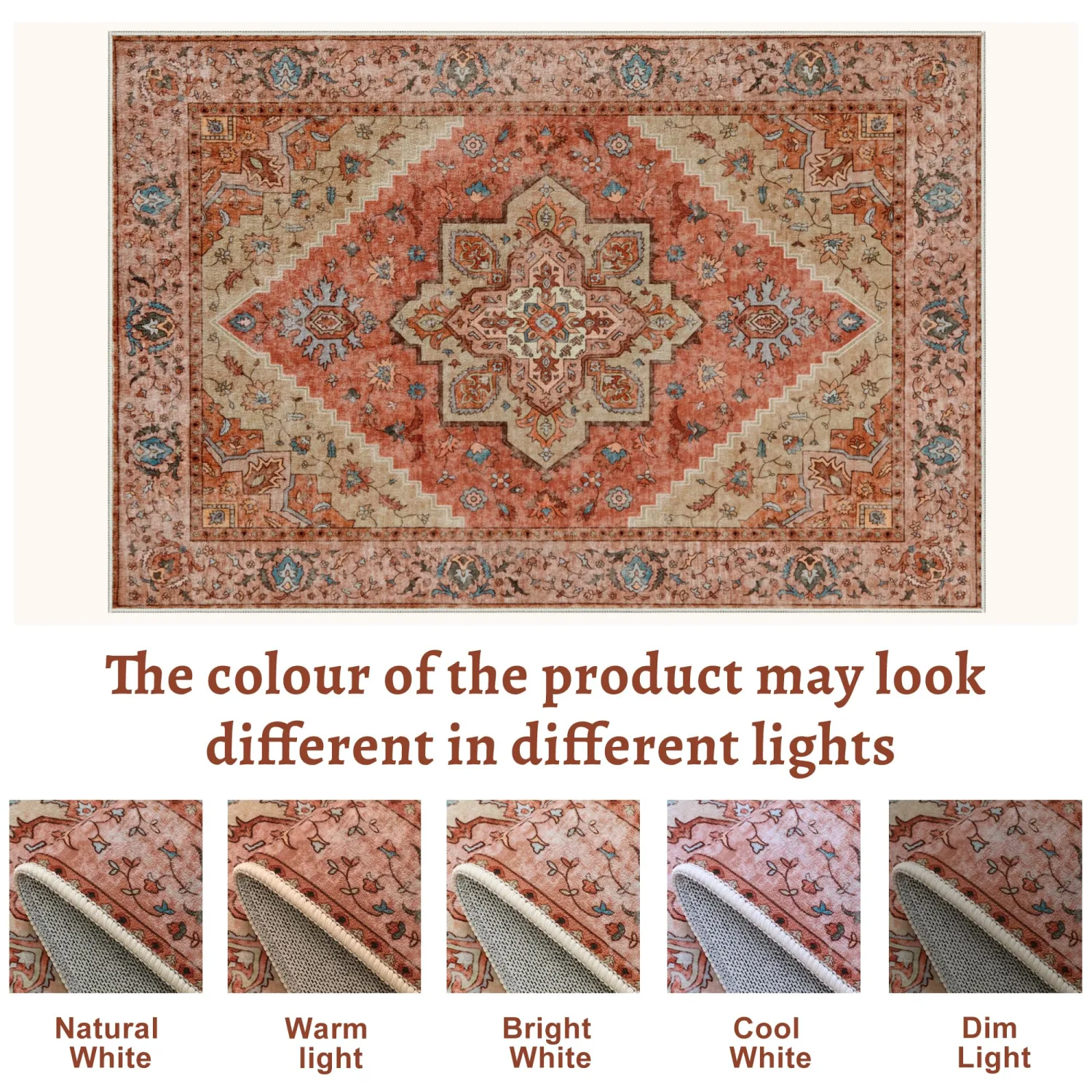 Tangsoo Boho 2x5 Washable Runner Rugs for Hallways, Non Slip Runner Rug | Oriental Soft Low Pile Long Rug Runner, Vintage Indoor Carpet Runners for Entryway Kitchen Bedroom Bathroom Terracotta Decor