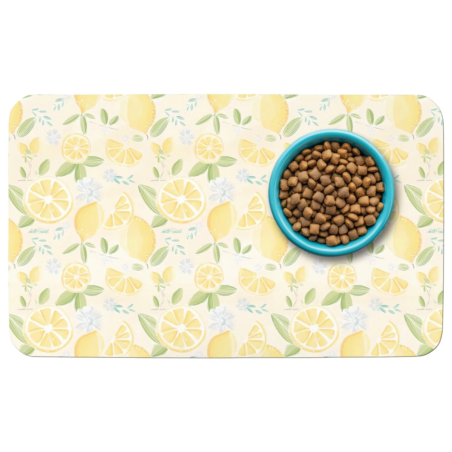 Patterned Cat & Dog Bowl Mat for Food and Water, 12"×20" Quick Dry Absorbent Pet Feeding Mat, Eco-Friendly Dog Placemat