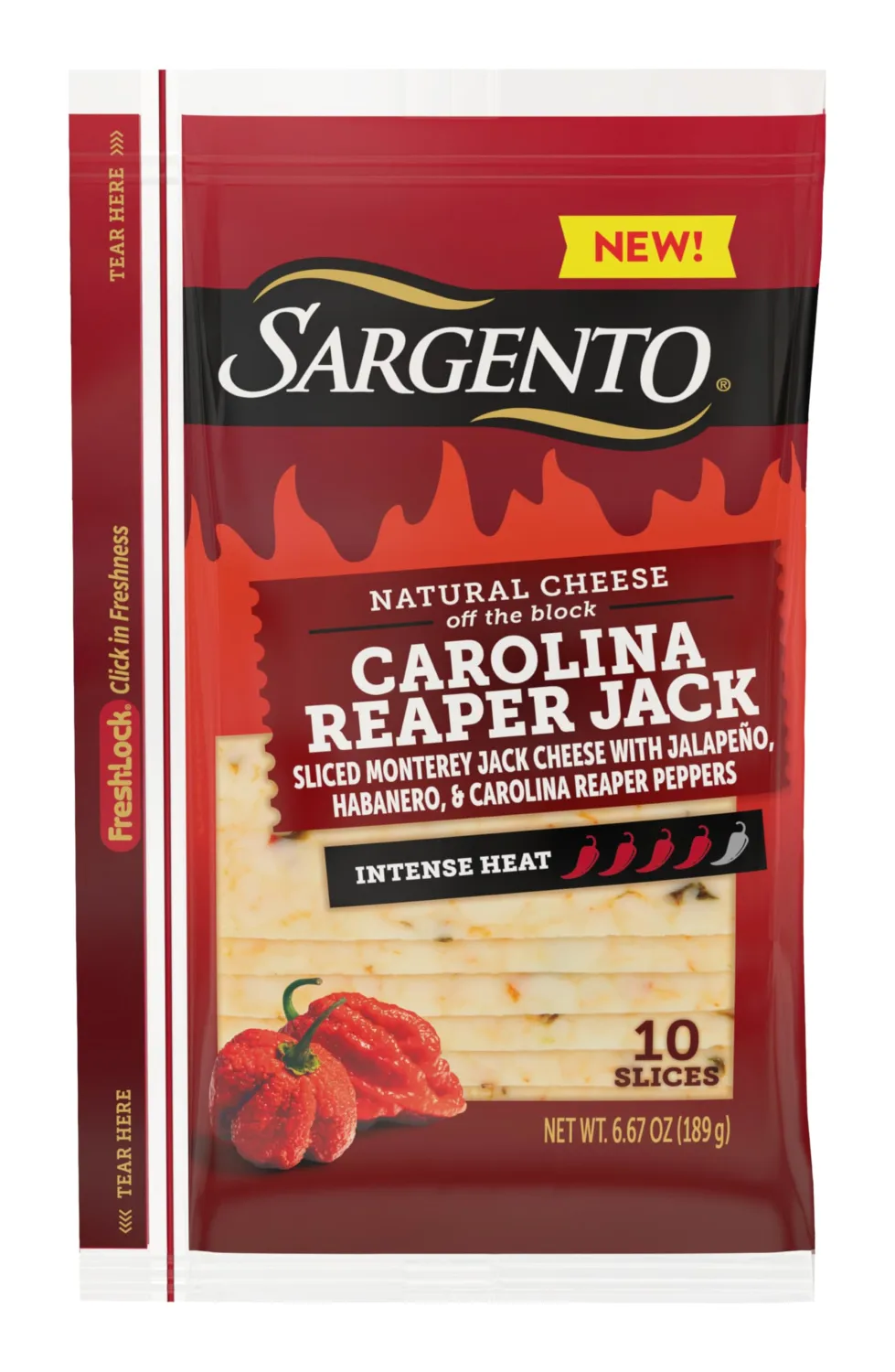 Sargento Carolina Reaper Monterey Jack Sliced Cheese, 10 Slices