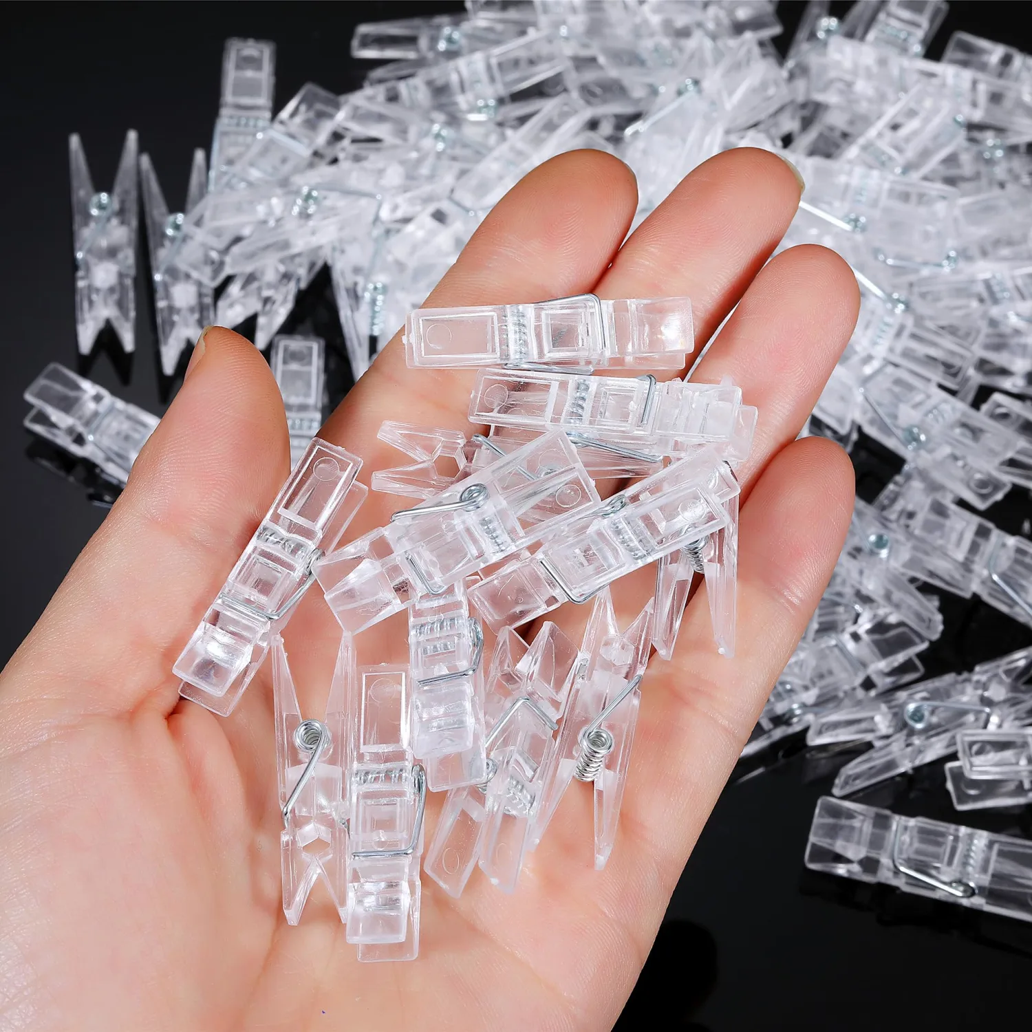 Mini Photo Clips, 100pcs Clothes Pins for Photos, Clear Plastic Clothespins, Small Clothes Pins Tiny Clothespins for Photos, Crafts, Pictures