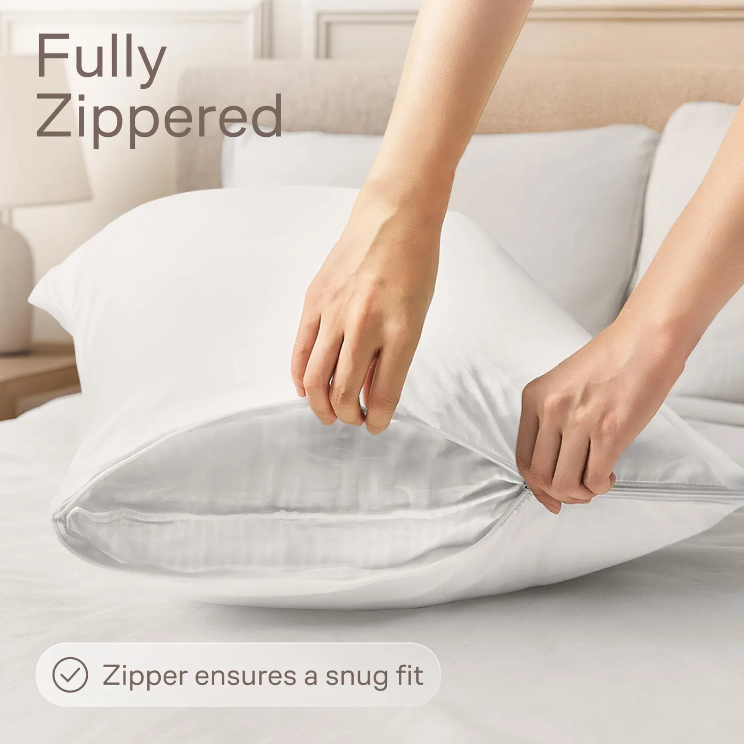 Ultra Soft Pillow Protectors with Zipper - Queen Size - Set of 2 - White | 100% Protection Against Stains, Dust & Dirt, Breathable Pillow Covers, Machine Washable