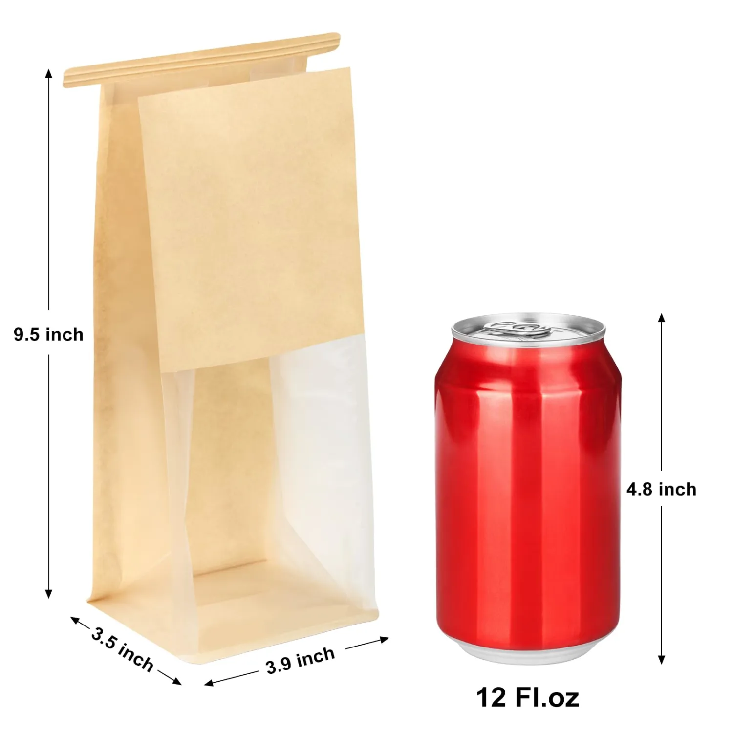Ohuimrt Small Bakery Bags with Windows, 50 PCS, 3.9 x 3.5 x 9.5 Inch | Tin Tie Tab Lock, Paper Cookie Bags, Bake Sale Packaging For Muffin, Dessert, Brownie, Treat, Pastry, Popcorn, Candy