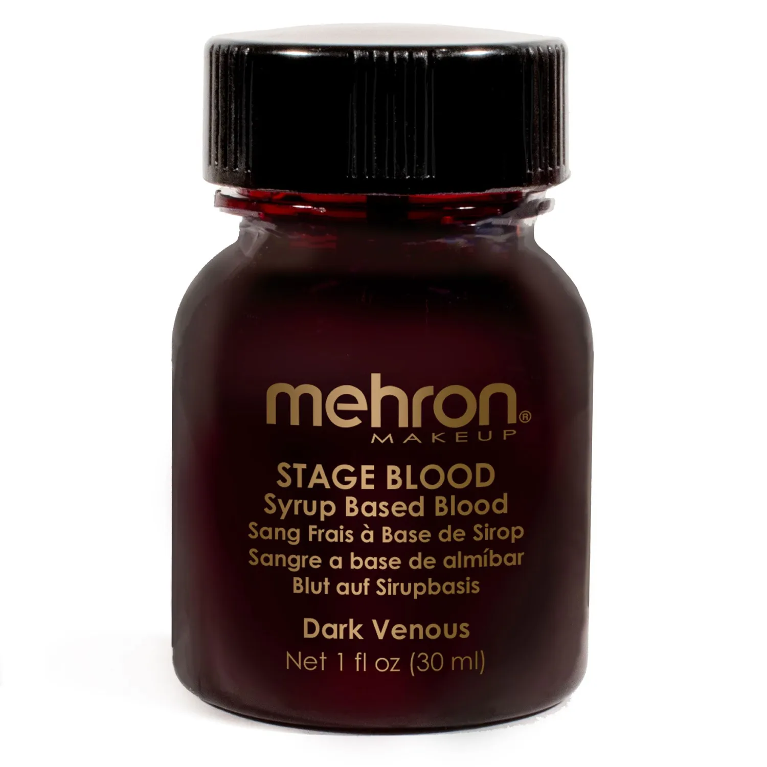 Mehron Makeup Stage Blood - 1 Fl oz DARK VENOUS, Fake Blood Makeup | Professional Syrup-based Blood. Washable Fake Blood for Special FX, Theater, Halloween, & Cosplay. Vegan & Made in the USA.
