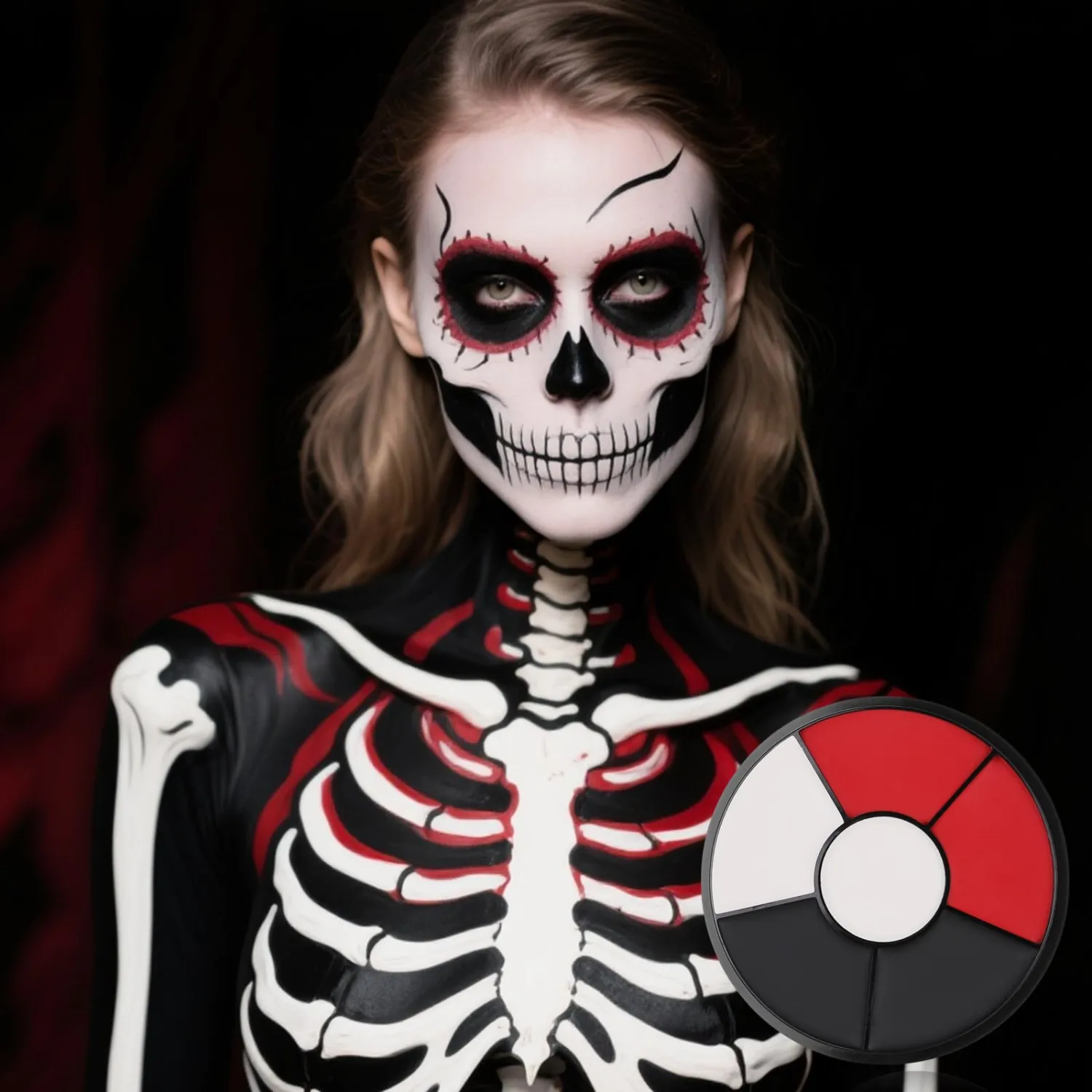 Black White Red Face Body Paint, Professional 6 Colors Body Paint SFX Makeup Palette， Cream Water Based Face Paint for SFX Halloween Cosplay Joker Zombie Vampire Skeleton Clown Vampire Makeup