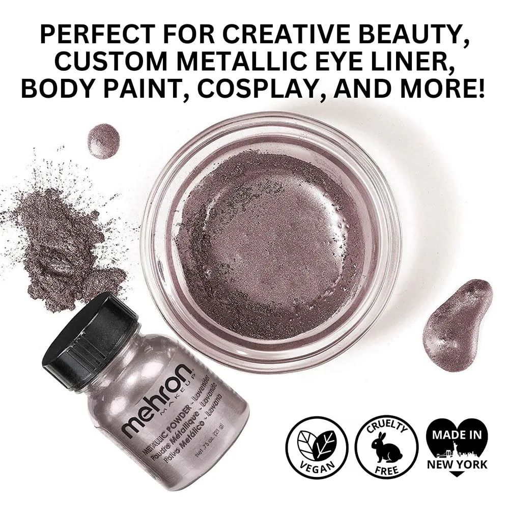 Mehron Makeup Metallic Powder - LAVENDER | High Shine, Metallic Pigment for Face Paint, Eyeliner, Cosplay, Halloween, & Creative Makeup. Cruelty Free & Made in the USA.