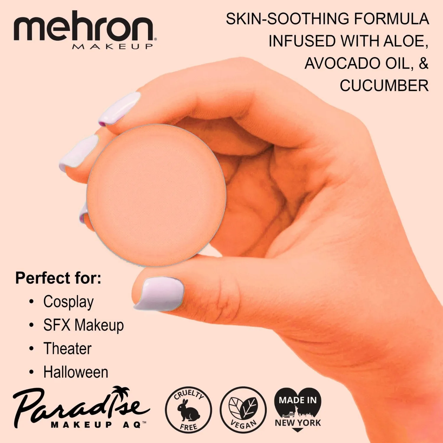 Mehron Makeup Paradise AQ - PASTEL ORANGE, Water-Activated Face & Body Paint