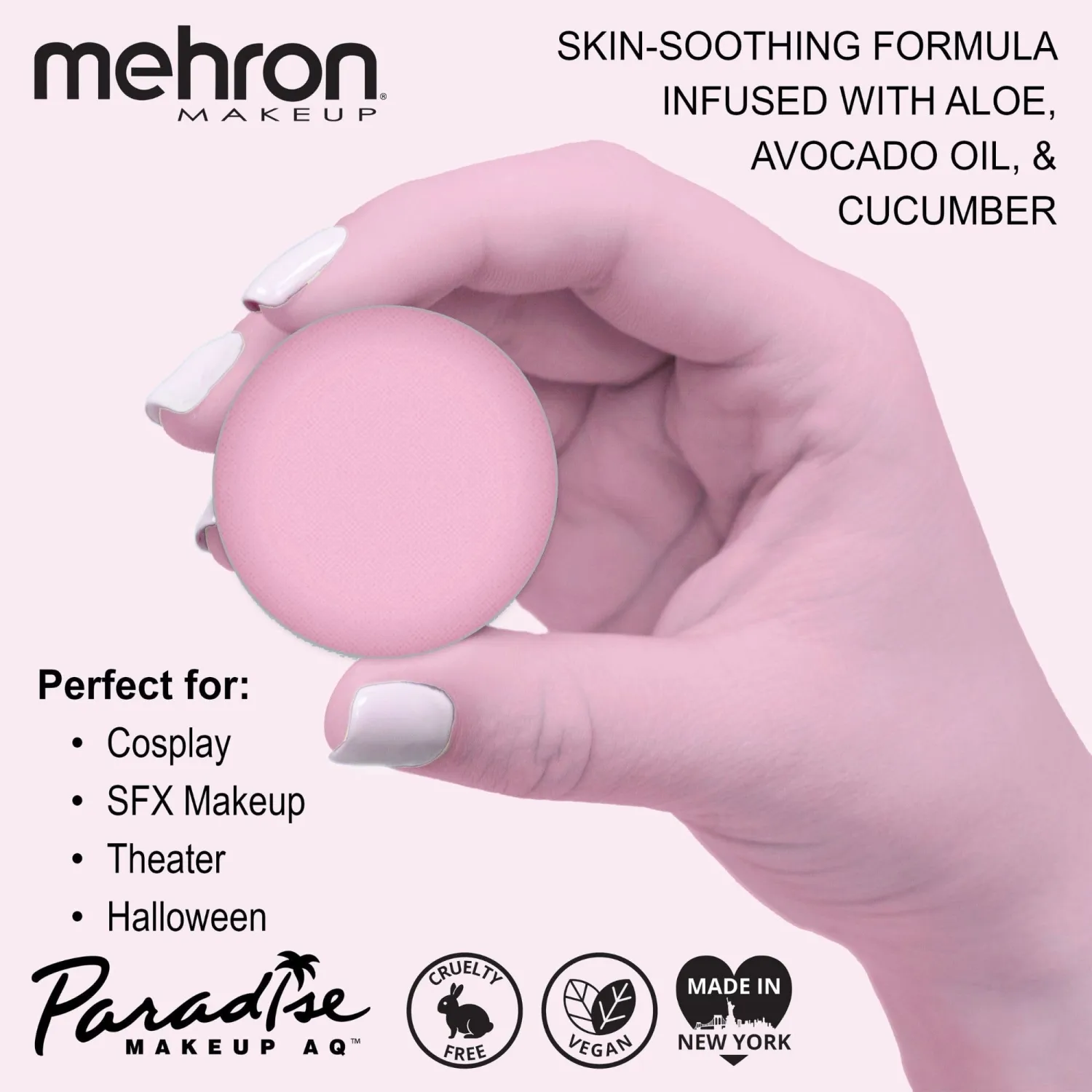 Mehron Makeup Paradise AQ - PASTEL MAUVE, Water-Activated Face & Body Paint | .25 oz Professional Face & Body Paint Makeup for Cosplay, Theater, & Halloween. Vegan, Cruelty-Free, & Made in USA.