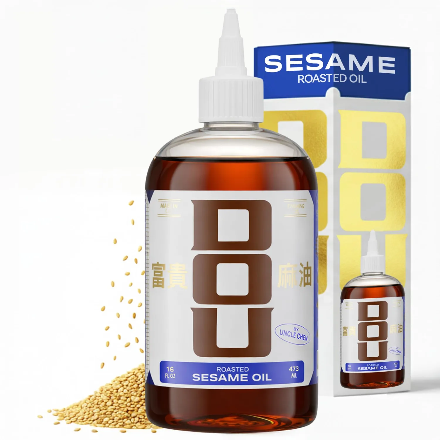 Dou by Uncle Chen Sesame Oil - Flavorful and Roasted Aromatic Oil for Cooking, Stir-Frying, and Dressing (1pack x 16oz)
