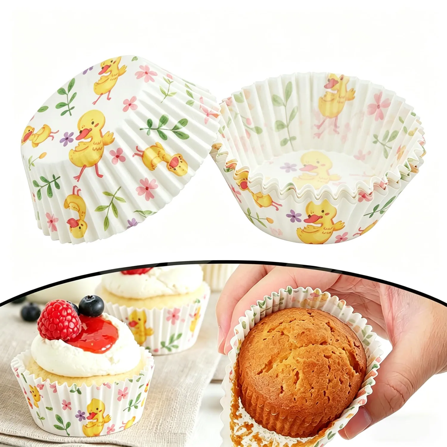 Cupcake Liners,100 pcs Muffin Liners,Cupcake Wrappers,Paper Cupcake Liners,Ducks Paper Muffin Cupcake Liners,Muffin Baking Cups,Paper Baking Cups,Cupcake Papers,Standard Size 2x1.25inch