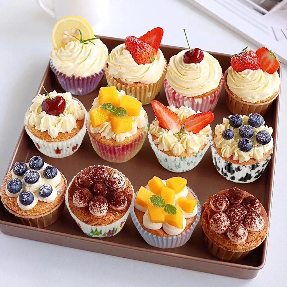 Cupcake Liners,100 pcs Muffin Liners,Cupcake Wrappers,Paper Cupcake Liners for Baking,Muffin Baking Cups,Paper Baking Cups Strawberry Standard Size 2x1.25inch