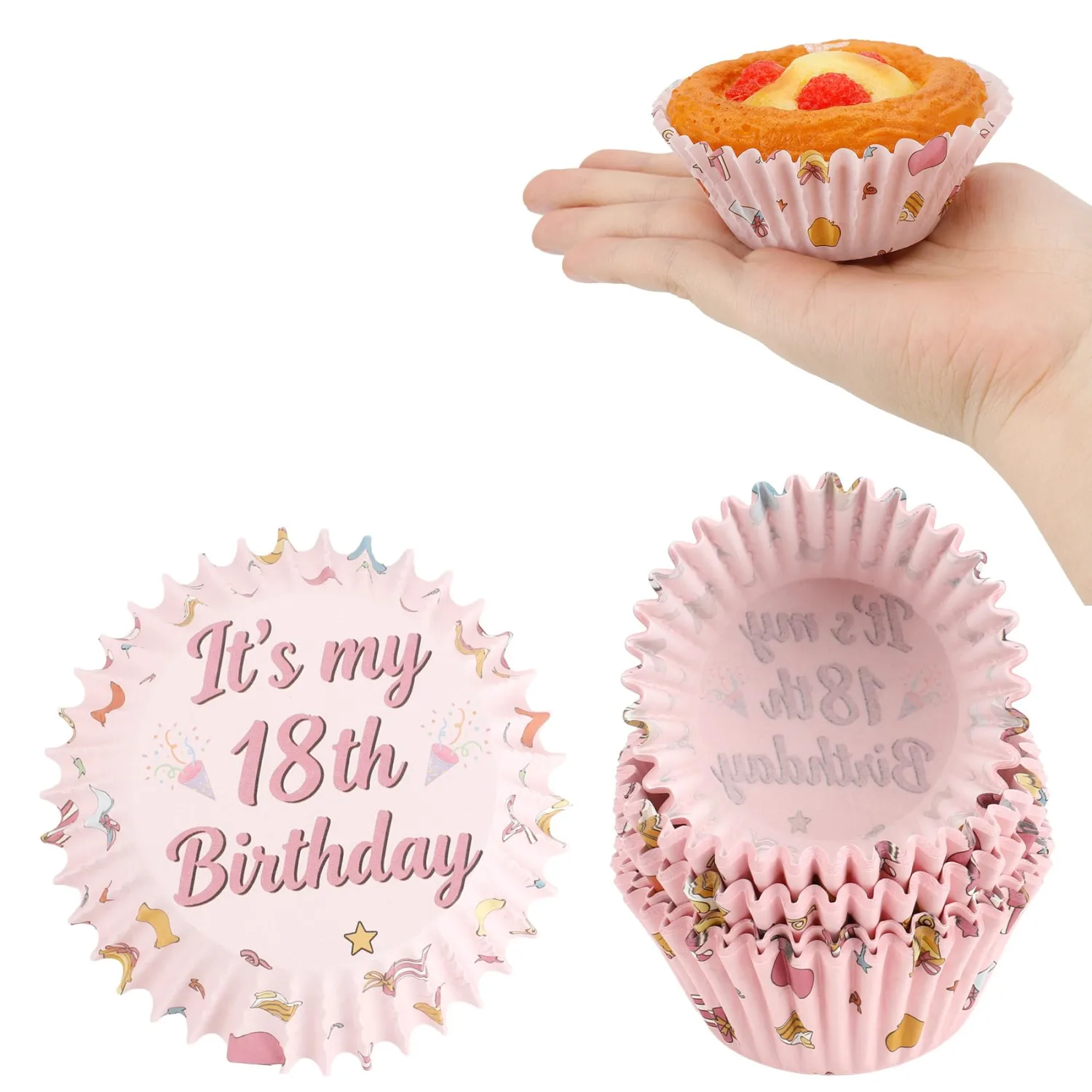 Cupcake Liners,100pcs Muffin Liners,Cupcake Wrappers,Paper Cupcake Liners,18th Birthday Paper Muffin Cupcake Liners,Muffin Baking Cups,Paper Baking Cups,Cupcake Papers,Standard Size 2x1.25inch