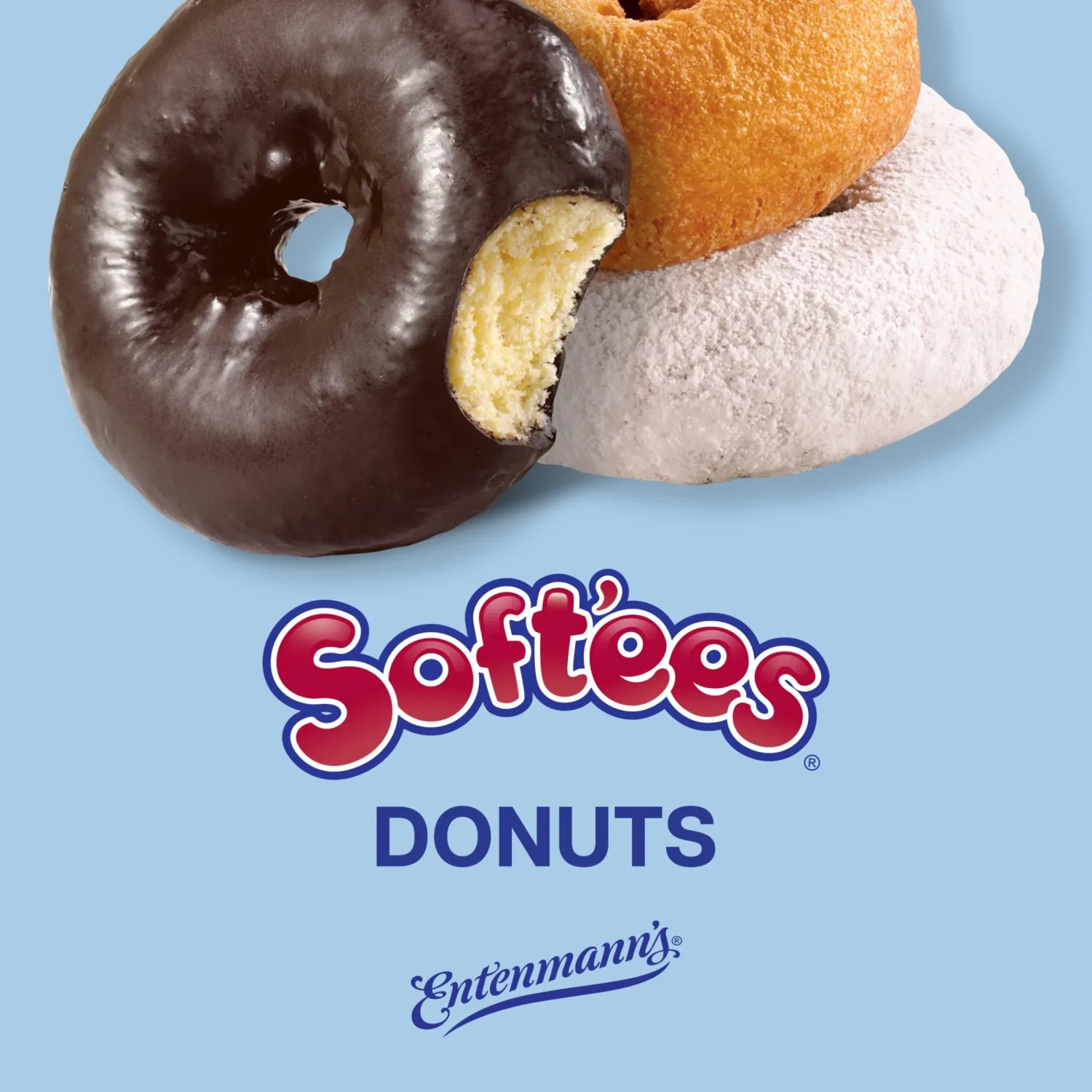 Entenmann's Soft’ees Assorted Donuts, 12 count, (1.54 oz each), Plain, Frosted, Powdered Donuts, 18.5 oz Variety Pack