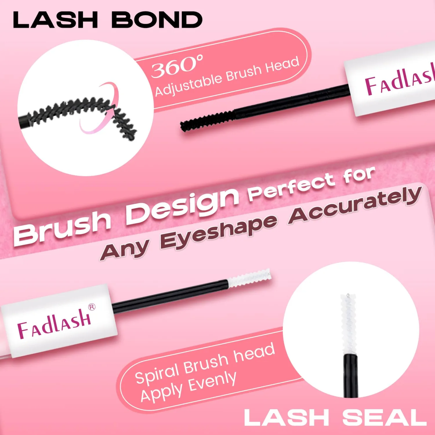 FADLASH Lash Bond and Seal 2 IN 1, Lash Cluster Glue for Eyelash Extensions, Eyelash Glue Individual Lashes for DIY Lash Extensions, Eyelash Adhesive Strong Hold 72H for Sensitive Eyes