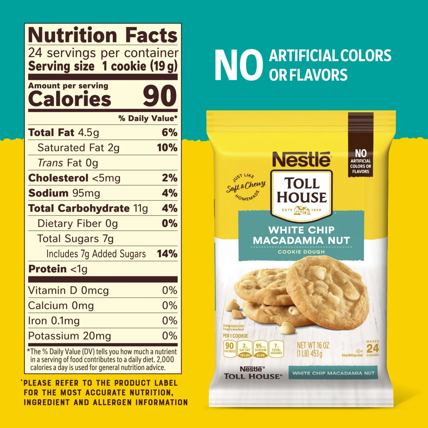 Nestle Toll House White Chip Macadamia Cookie Dough 16 oz | White chip macadamia nut; ready to bake cookie dough; 16 oz