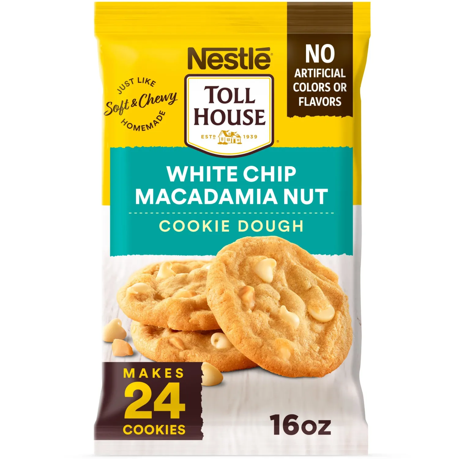 Nestle Toll House White Chip Macadamia Cookie Dough 16 oz | White chip macadamia nut; ready to bake cookie dough; 16 oz