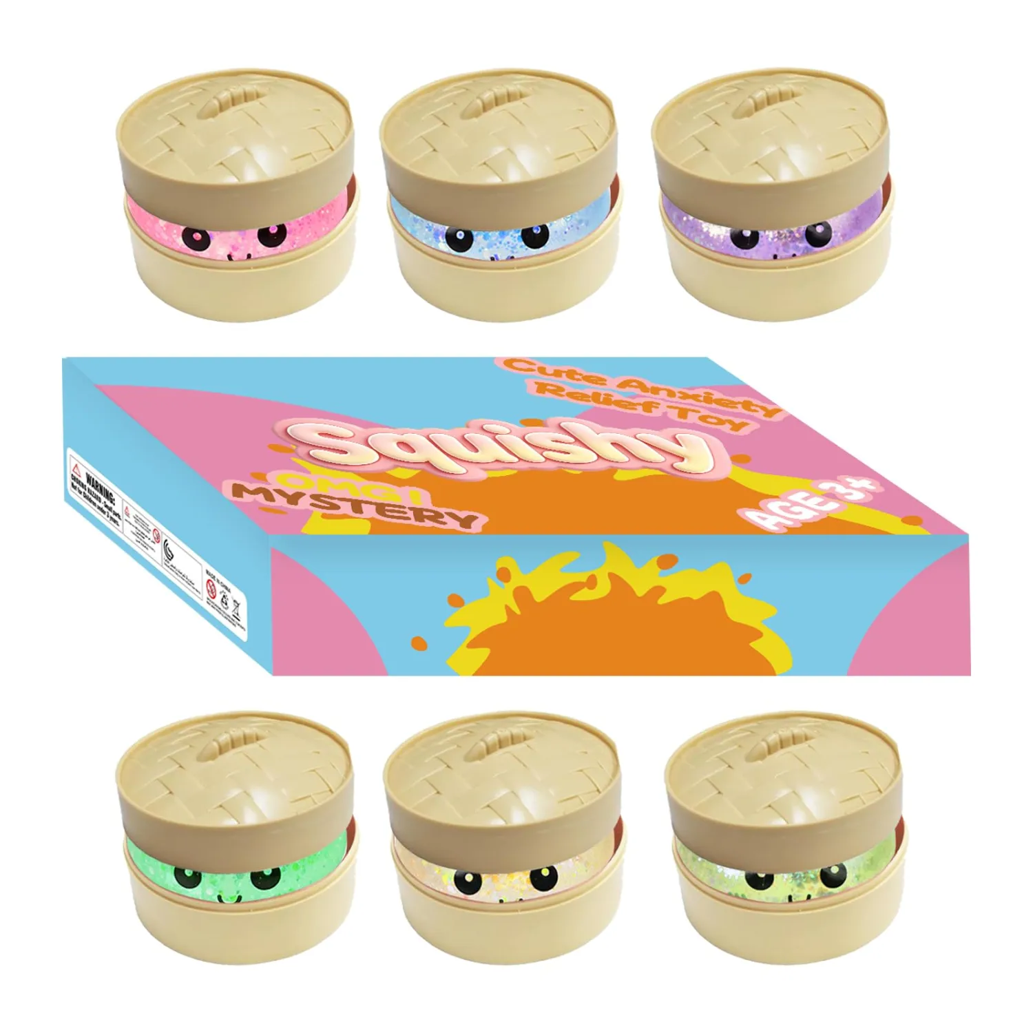 6Pcs Mini Squishy Mystery Squishy Stress Balls Fidget Sensory Toy Soft Squeeze Decompression Dough