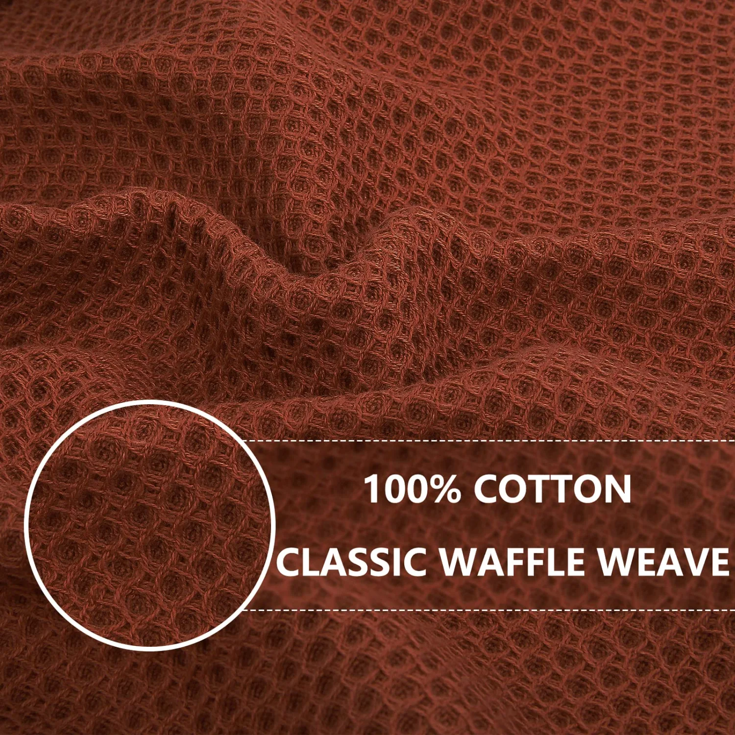 Homaxy 100% Cotton Waffle Weave Kitchen Towels, 3-Pack, Rust | 13 x 28 Inches, Ultra Soft Absorbent Dish Towels, Quick Drying Cleaning Towels