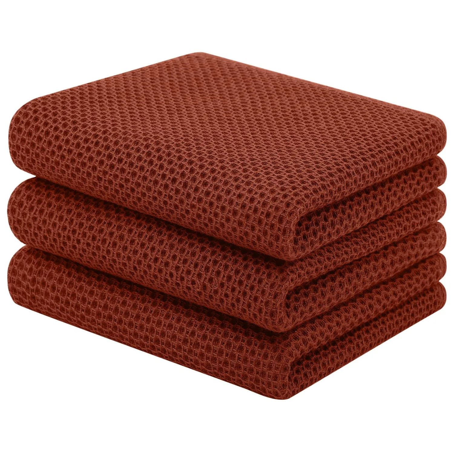 Homaxy 100% Cotton Waffle Weave Kitchen Towels, 3-Pack, Rust | 13 x 28 Inches, Ultra Soft Absorbent Dish Towels, Quick Drying Cleaning Towels