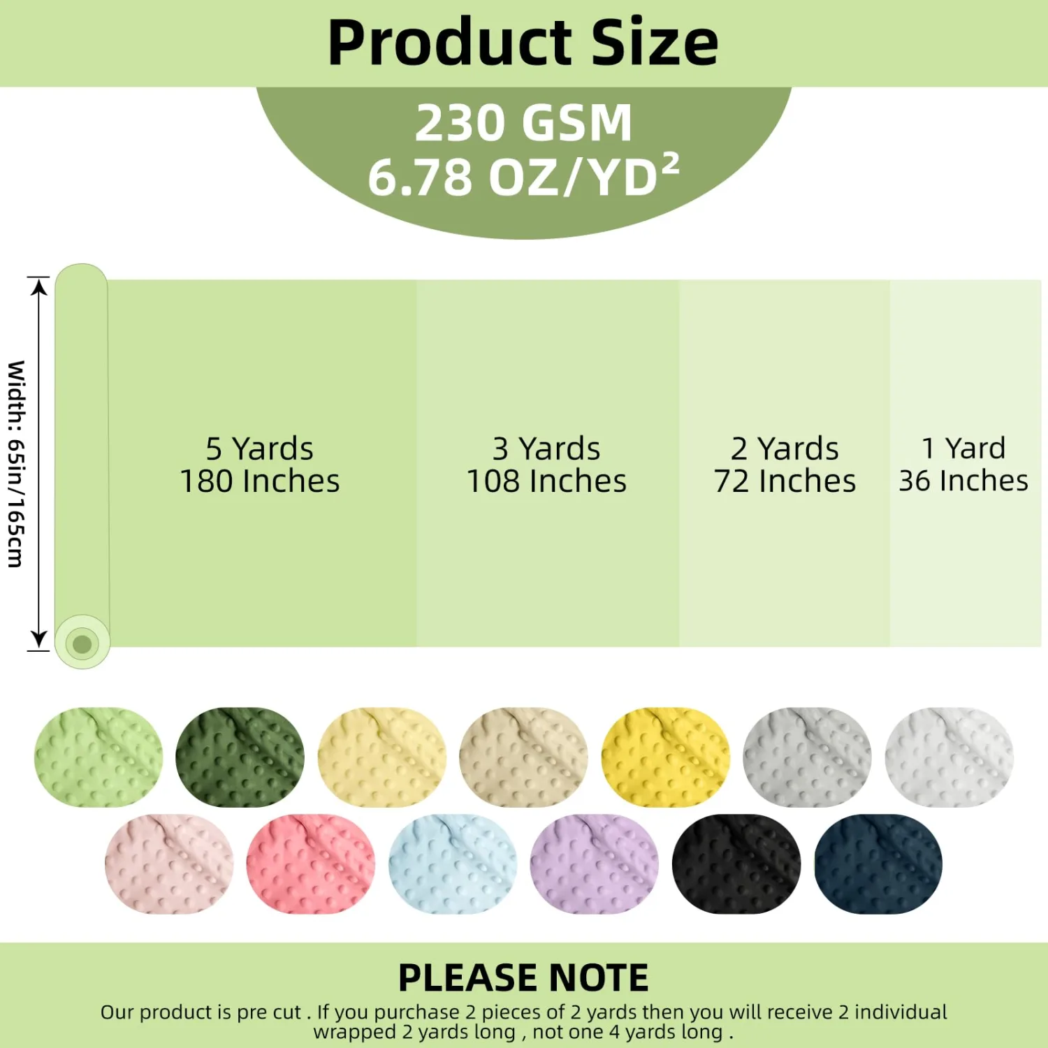 Minky Dot Fabric 65" Wide By The Yard Soft Fleece Fabric for Blanket, Pillow Covers, and DIY Crafts. (Gold Yellow, 2Y)