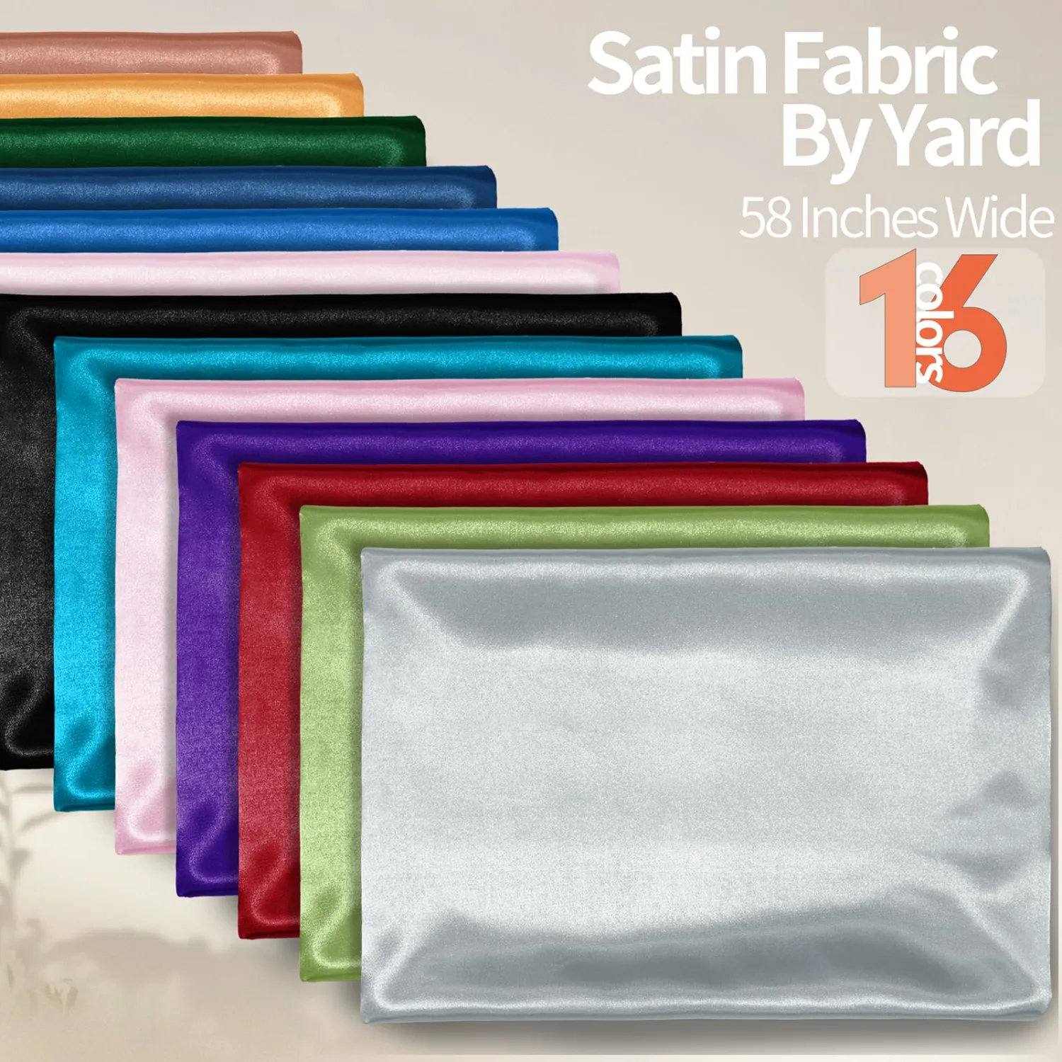 Homiest Light Grey Satin Fabric by The Yard, 1 Yard x 58 Inch | Silky Smooth Finish, Not Fade Not Shrink, Ideal for Wedding Dress Bridal Clothing DIY, Silky & Shiny Cloth, Machine Washable