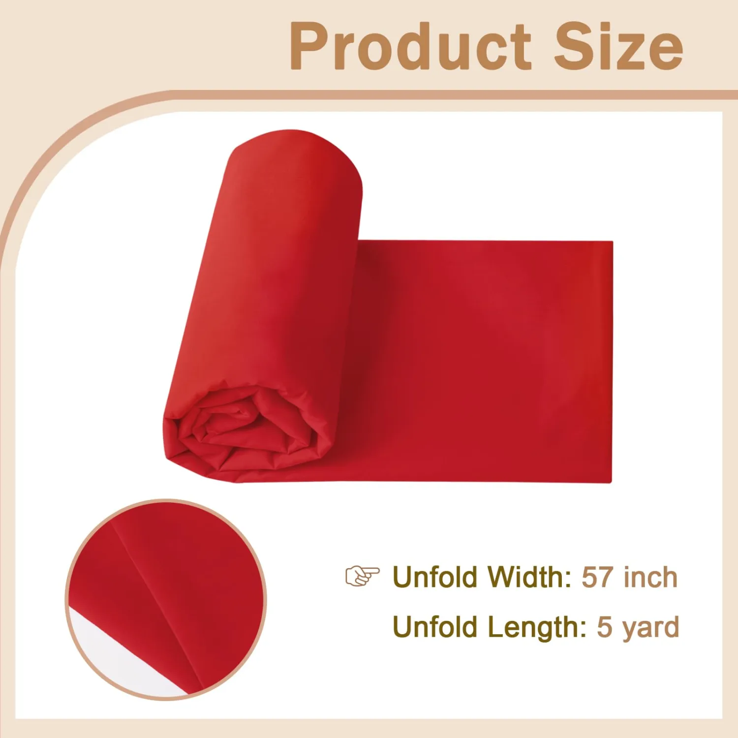 Cotton Polyester Broadcloth Fabric 57" Wide by The Yard Soft, Lightweight & Breathable Material for Sewing, Lining, Curtains, Bedding & DIY Projects (Red, 5 Yard)