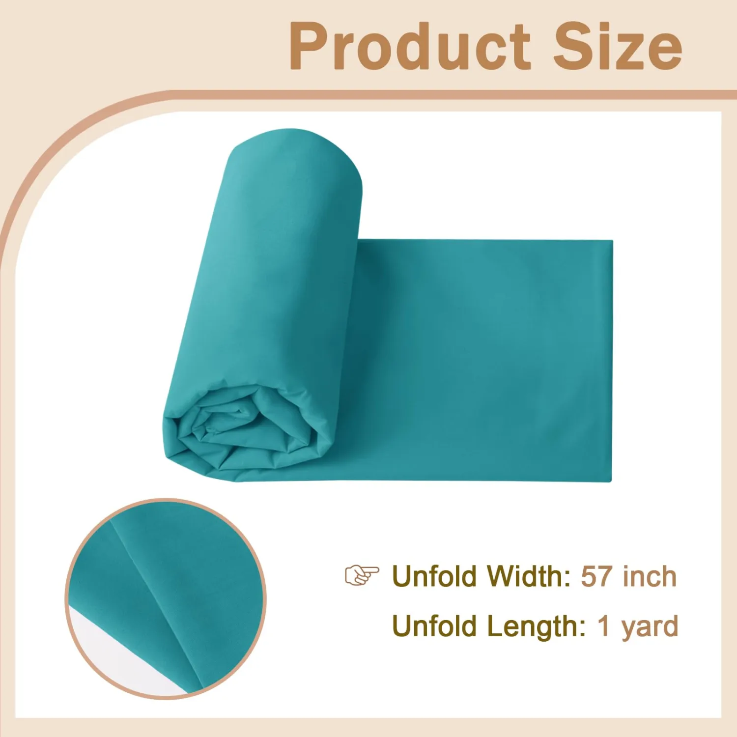 Cotton Polyester Broadcloth Fabric 57" Wide by The Yard Soft, Lightweight & Breathable Material for Sewing, Lining, Curtains, Bedding & DIY Projects (Turquoise, 1 Yard)