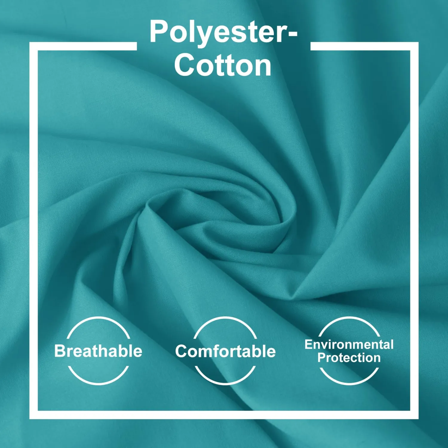 Cotton Polyester Broadcloth Fabric 57" Wide by The Yard Soft, Lightweight & Breathable Material for Sewing, Lining, Curtains, Bedding & DIY Projects (Turquoise, 1 Yard)