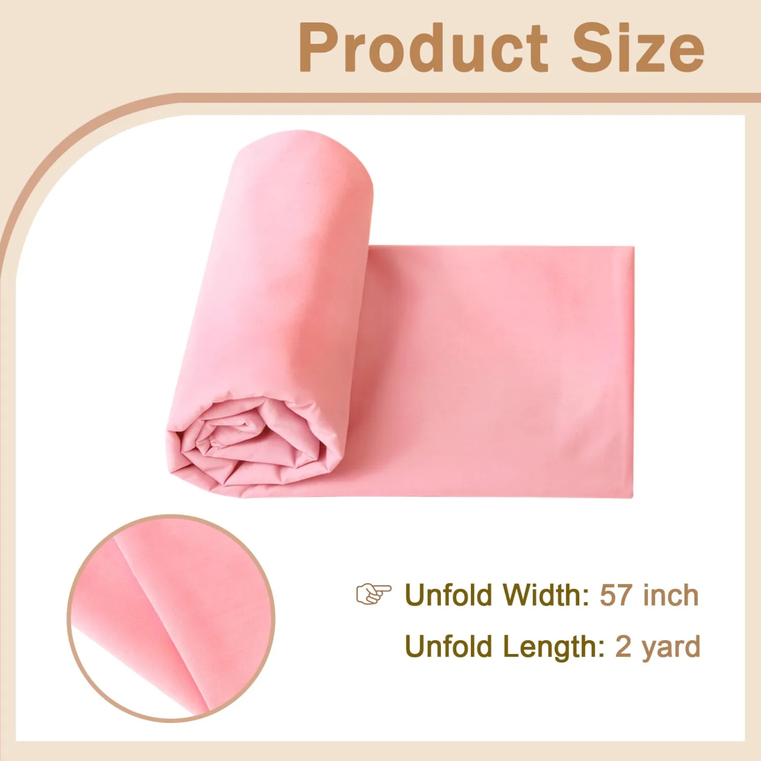 Cotton Polyester Broadcloth Fabric 57" Wide by The Yard Soft, Lightweight & Breathable Material for Sewing, Lining, Curtains, Bedding & DIY Projects (Pink, 2 Yard)