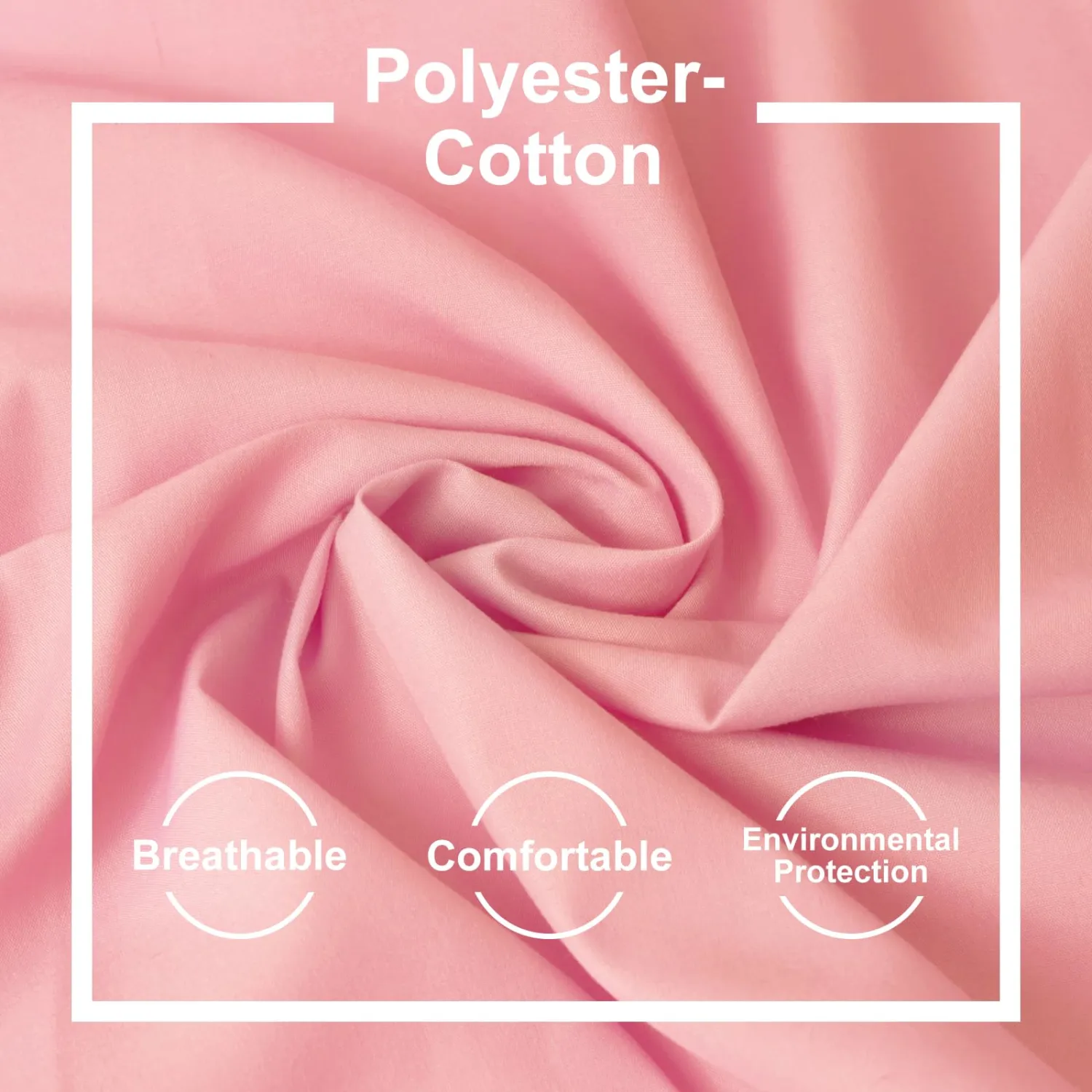 Cotton Polyester Broadcloth Fabric 57" Wide by The Yard Soft, Lightweight & Breathable Material for Sewing, Lining, Curtains, Bedding & DIY Projects (Pink, 2 Yard)