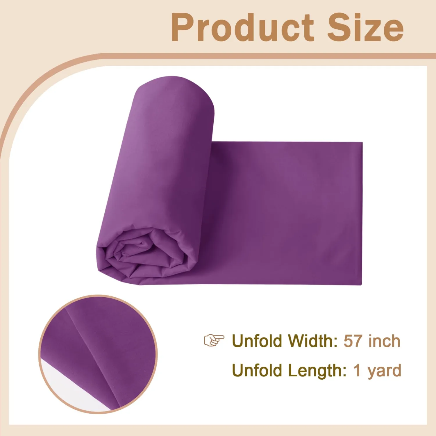 Cotton Polyester Broadcloth Fabric 57" Wide by The Yard Soft, Lightweight & Breathable Material for Sewing, Lining, Curtains, Bedding & DIY Projects (Purple, 1 Yard)