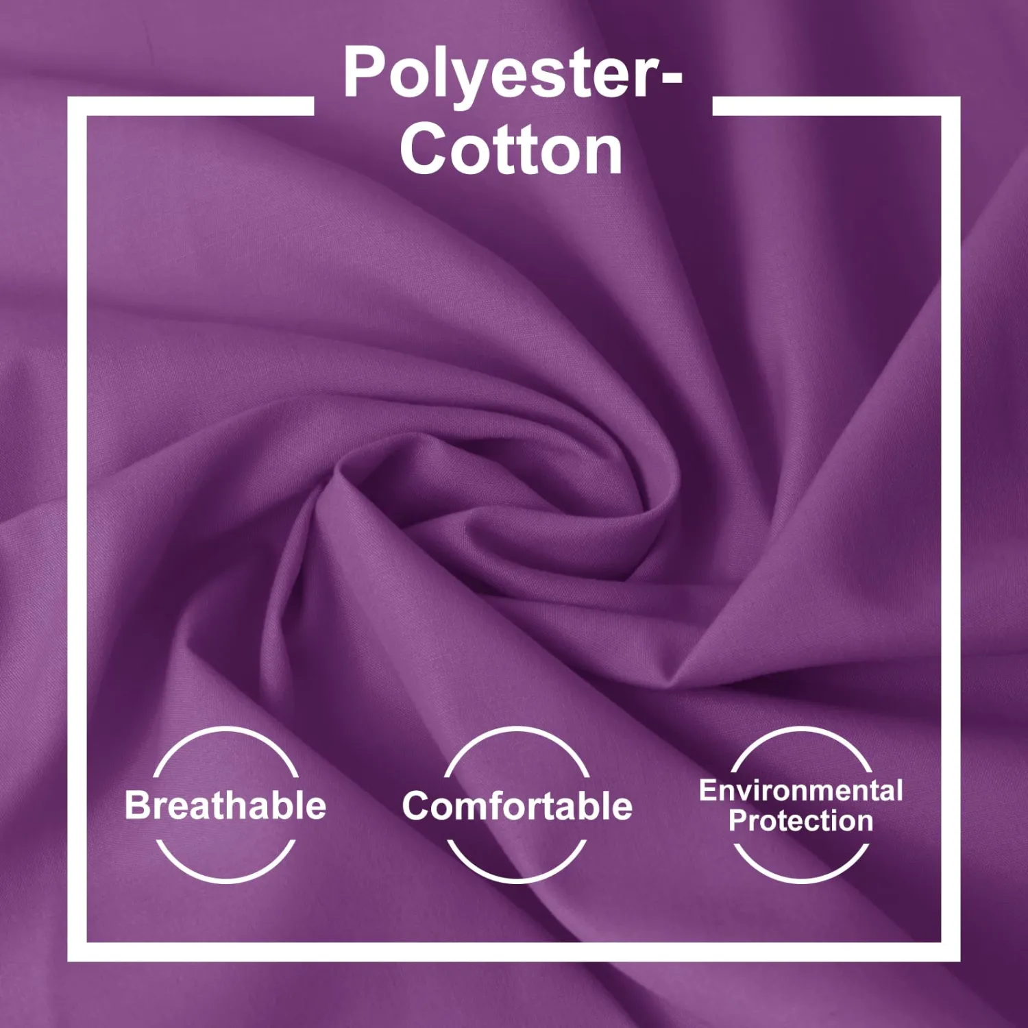 Cotton Polyester Broadcloth Fabric 57" Wide by The Yard Soft, Lightweight & Breathable Material for Sewing, Lining, Curtains, Bedding & DIY Projects (Purple, 1 Yard)