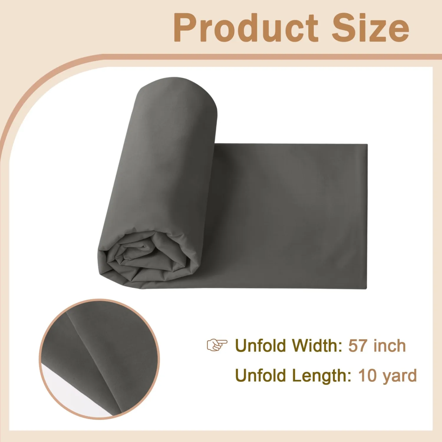 Cotton Polyester Broadcloth Fabric 57" Wide by The Yard Soft, Lightweight & Breathable Material for Sewing, Lining, Curtains, Bedding & DIY Projects (Grey, 10 Yard)