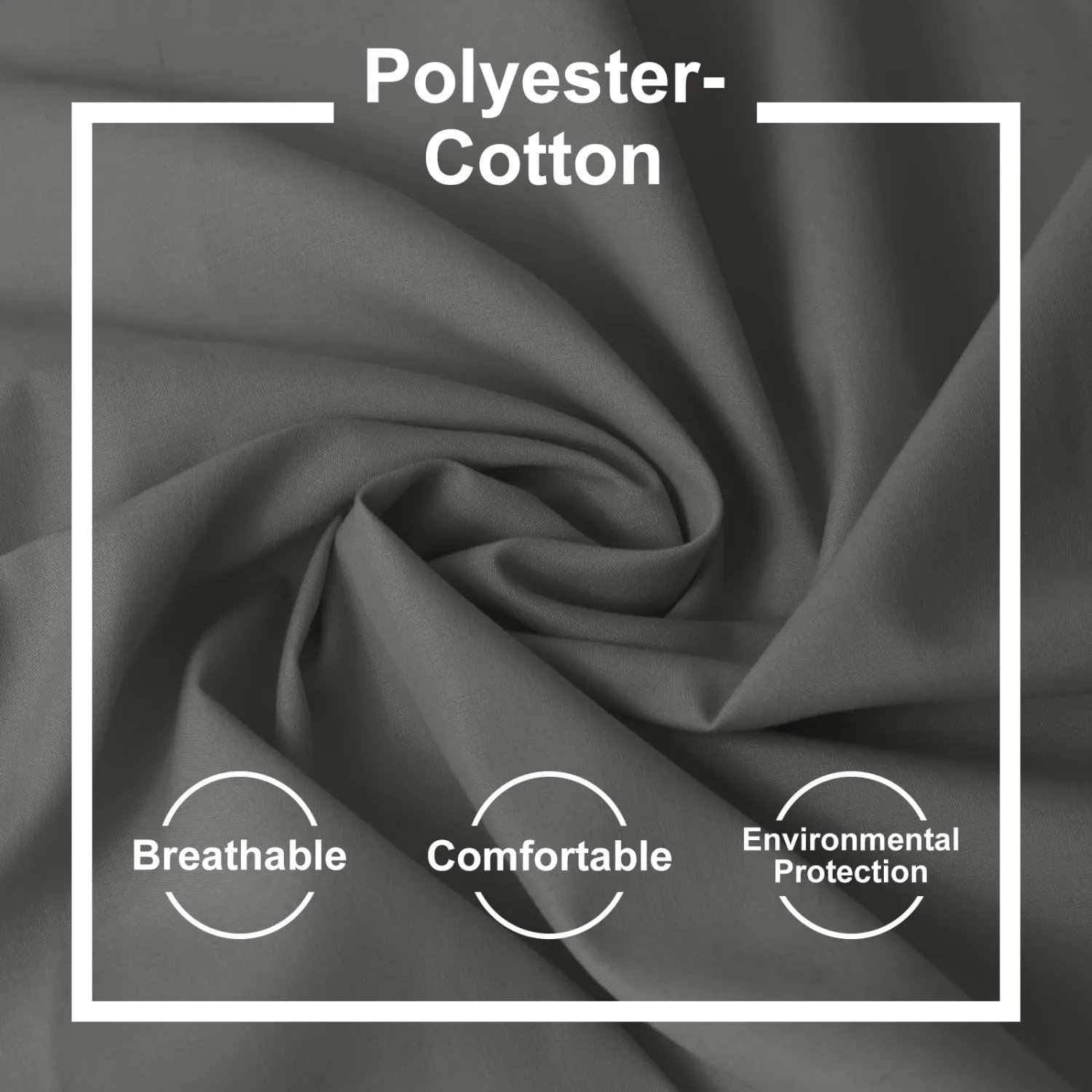 Cotton Polyester Broadcloth Fabric 57" Wide by The Yard Soft, Lightweight & Breathable Material for Sewing, Lining, Curtains, Bedding & DIY Projects (Grey, 10 Yard)