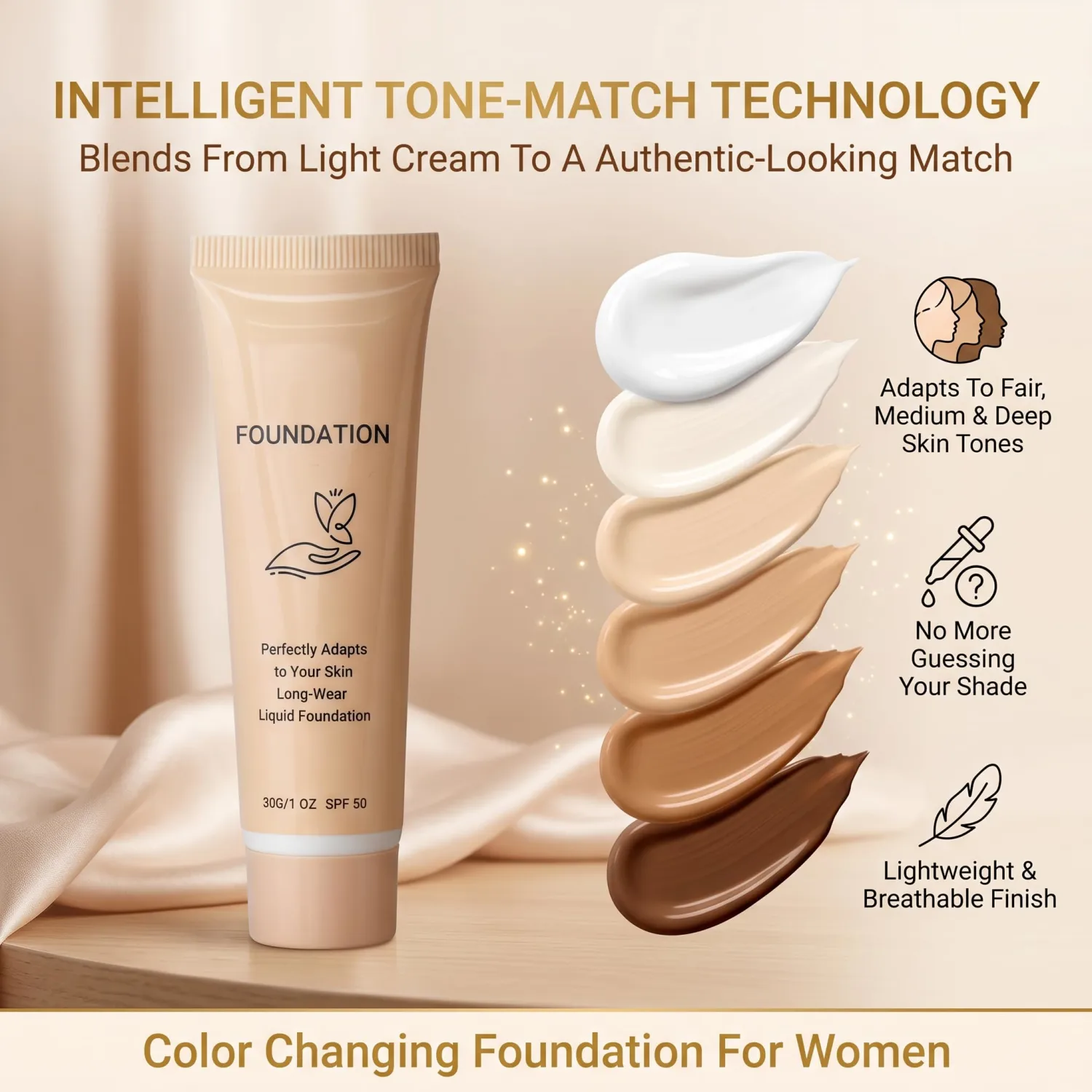 Korean foundation Color Changing Foundation for Mature Skin | ﻿ Creates Flawless Skin, Deep Hydration Flawless Coverage, Lightweight Long Wear Makeup, Suitable for All Skin Types