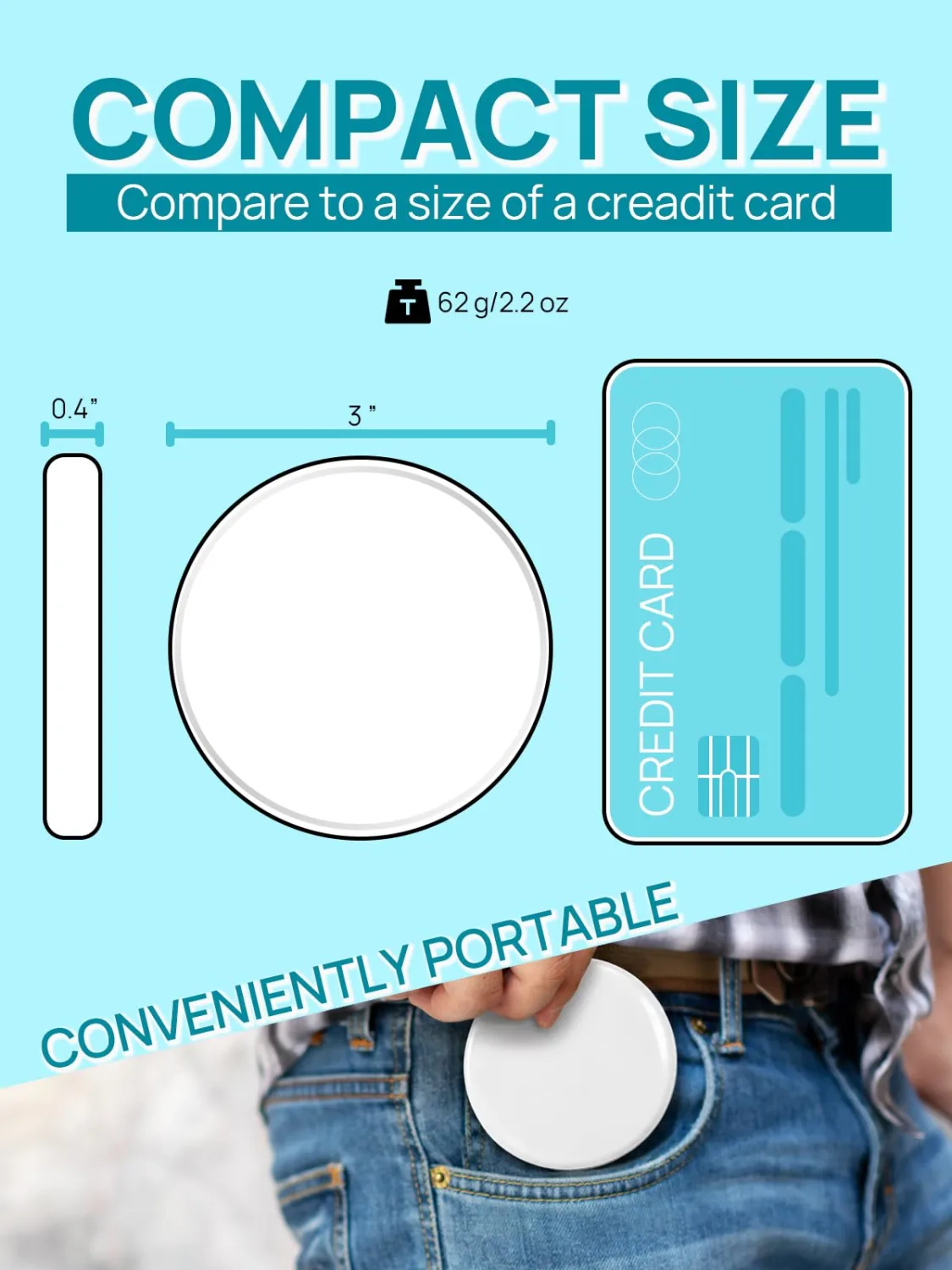 Macaki 1x/30x Compact Magnifying Mirror for Travel and Makeup, 3 in, White | Small Mirror for Purse, Portable Makeup Mirror, Dual-Sided Flip, Smooth Plastic & Glass,Purse Essentials