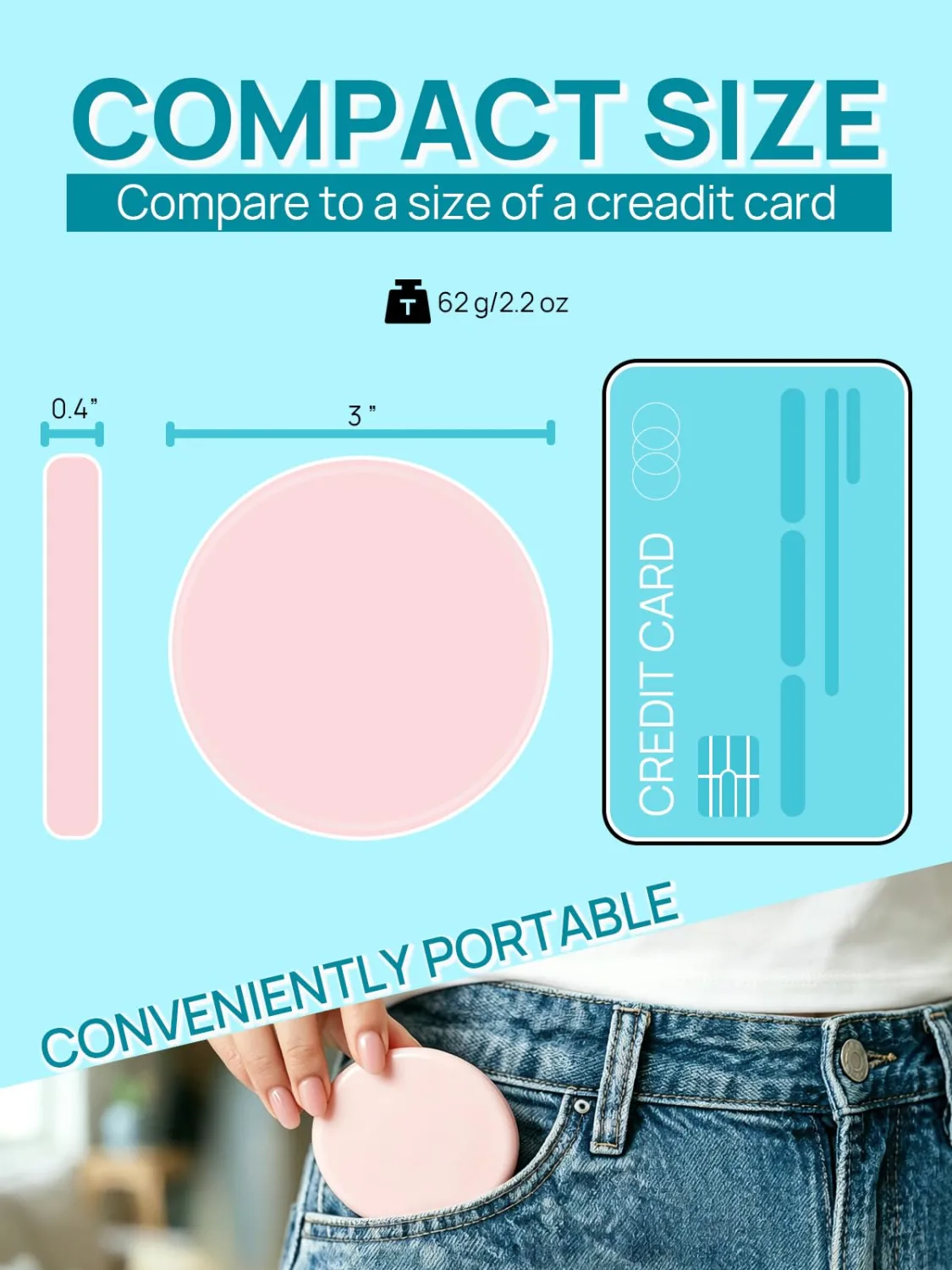 Macaki 1x/40x Compact Magnifying Mirror for Travel and Makeup, 3 in, Pink | Small Mirror for Purse, Portable Makeup Mirror, Dual-Sided Flip, Smooth Plastic & Glass,Purse Essentials