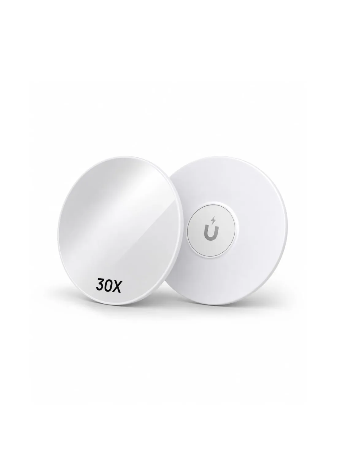 Macaki 40x Magnetic Magnifying Mirror for Fine Makeup and Travel,3 in | powerful magnet, 10x-50x magnifications, self-adhesive patch, mounts on metal & smooth, palm size, white