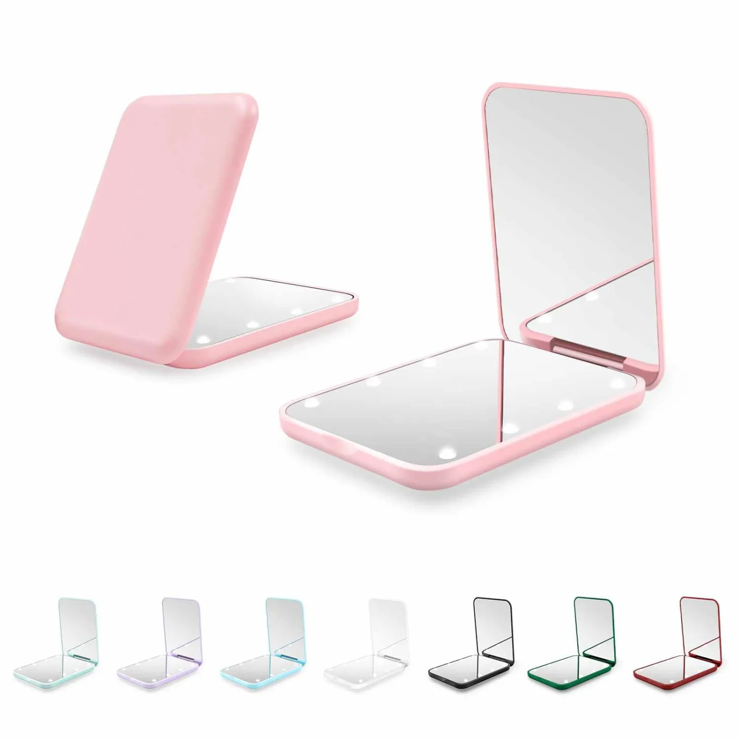 Compact Mirror with Light, 1X/3X Magnification LED Pocket Mirror for Women | Portable, Travel, Purse, Pocket, Gift, Pink, mini, small, essentials, led, fiberglass, batteries, rectangular
