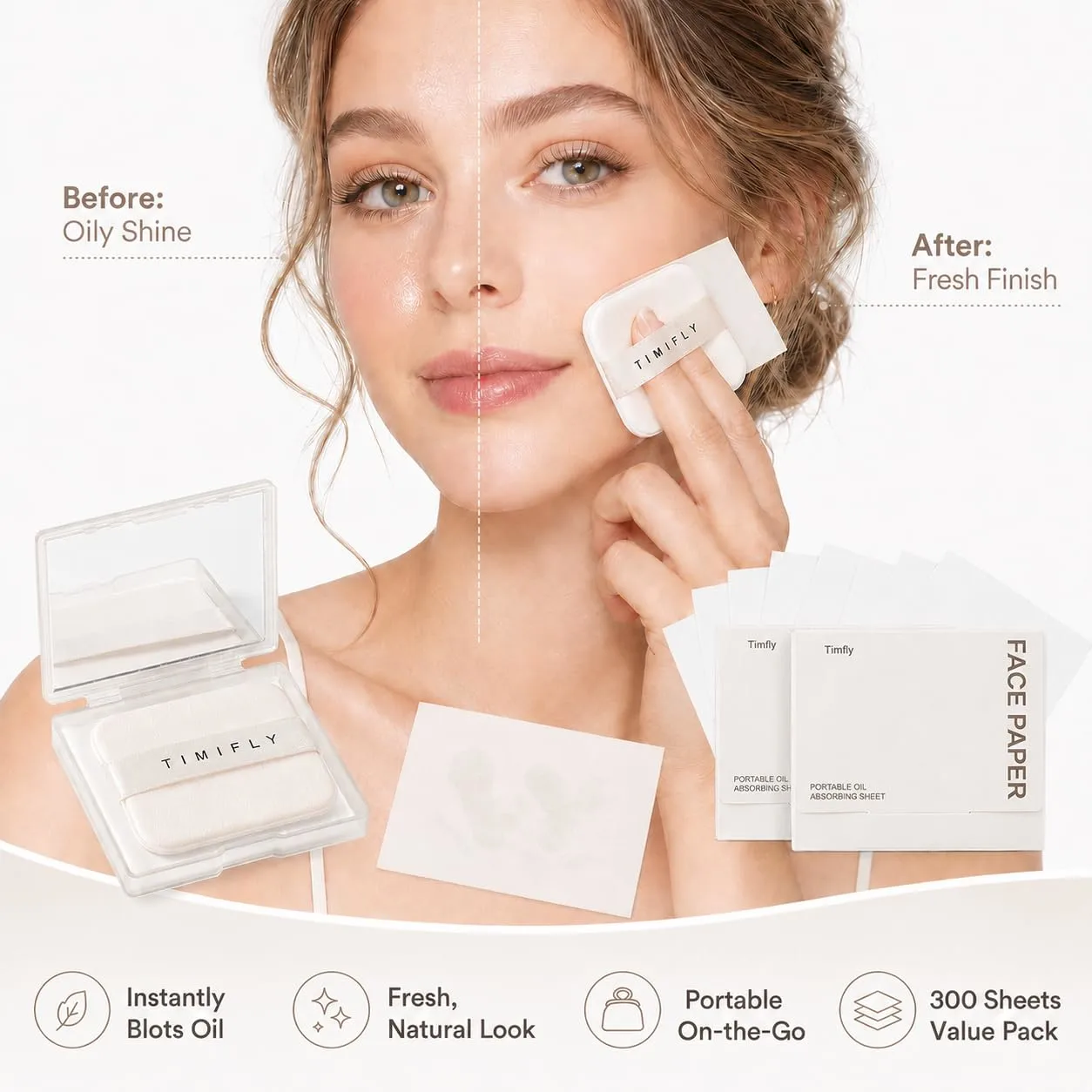 300PCS Oil blotting sheets for face,Papers with Mirror & Puff, gardenia | Face Oil blotting Sheets, Absorbs Excess Oil Instantly, Natural Oil Control Film,Oil Wipes For Face