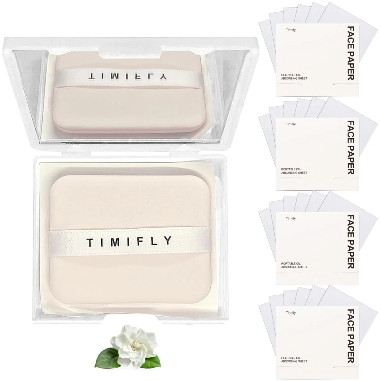 500PCS Oil blotting sheets for face,Papers with Mirror & Puff, gardenia | Multiple Refills, Absorbs Excess Oil Instantly, Natural Oil Control Film