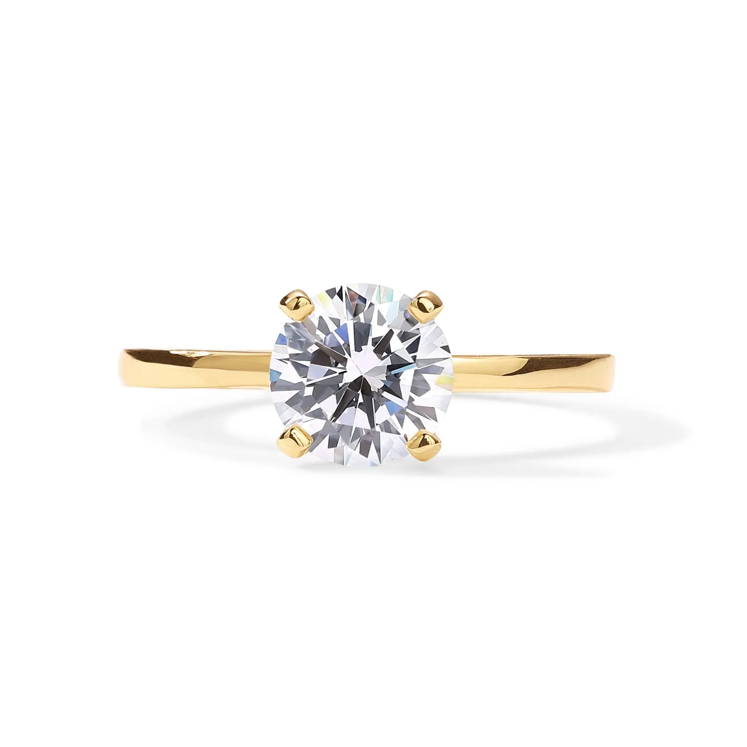 PAVOI 18K Sterling Silver Gold Round Cut Solitare 1.5 CT Moissanite Engagement Rings for Women - Moissanite Wedding Band for Women - Stone Promise Rings
