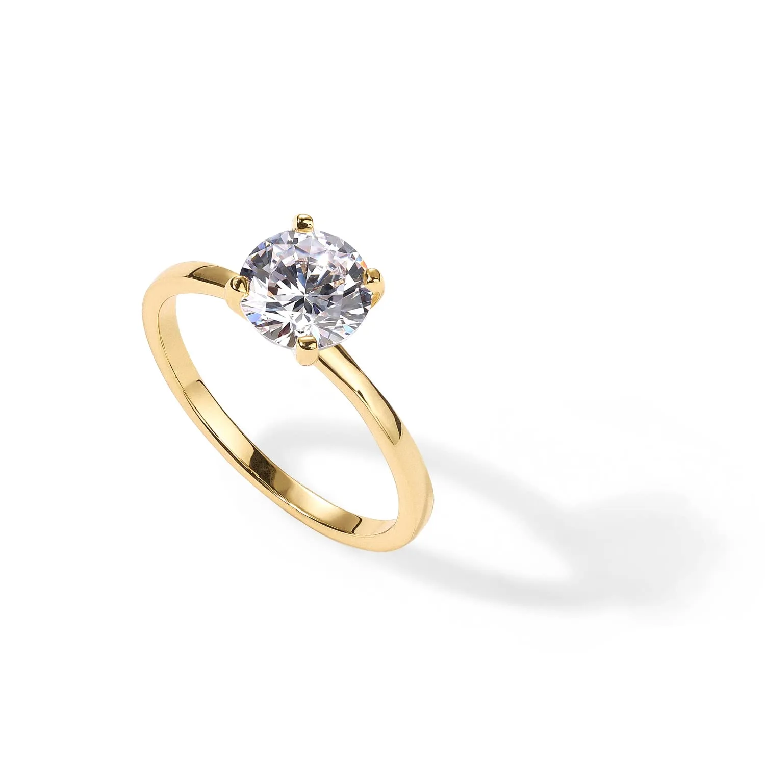 PAVOI 18K Sterling Silver Gold Round Cut Solitare 1.5 CT Moissanite Engagement Rings for Women - Moissanite Wedding Band for Women - Stone Promise Rings