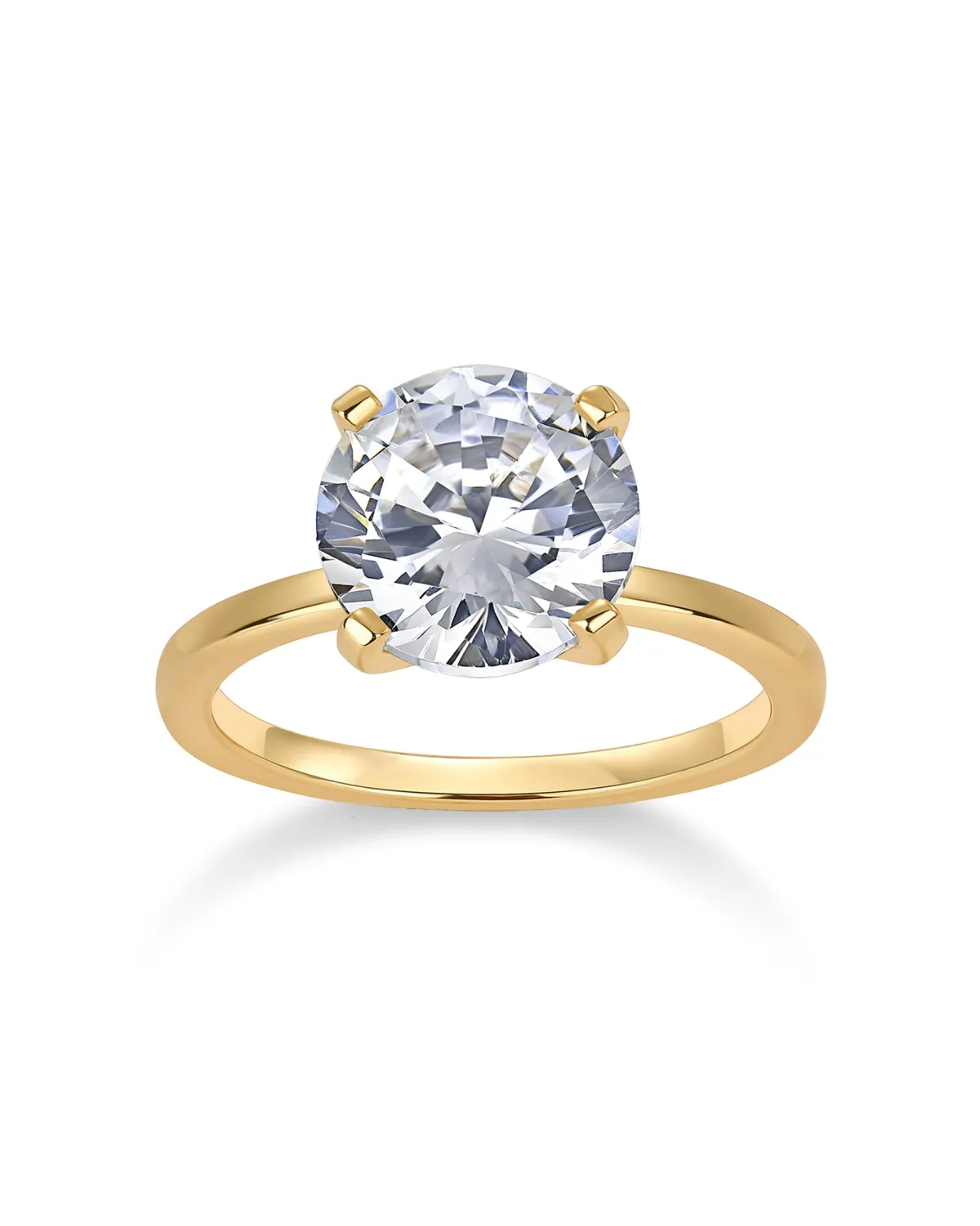 PAVOI 18K Sterling Silver Gold Round Cut Solitare 1.5 CT Moissanite Engagement Rings for Women - Moissanite Wedding Band for Women - Stone Promise Rings