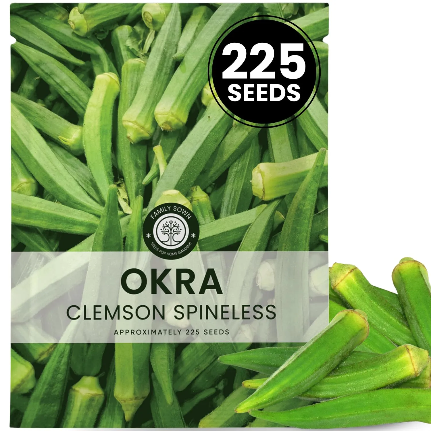 Okra Clemson Spineless – 225 Premium Seeds for Planting – High-Yield, Tender Heirloom Pods for the 2026 Season – 15 Gram Pouch