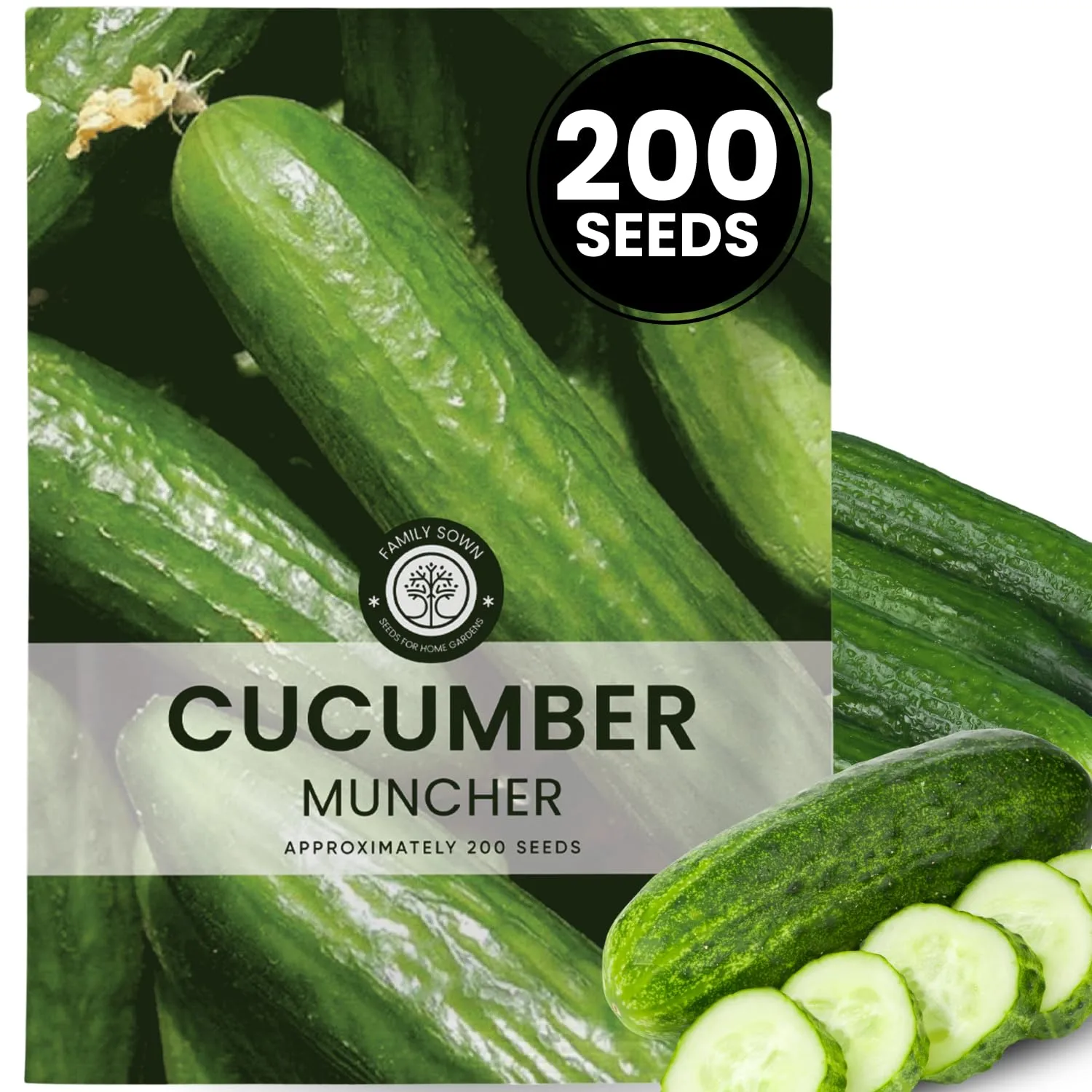 Cucumber Muncher – 200 Premium Seeds for Planting – Sweet, Tender, Heat-Tolerant Slicer for the 2026 Season – 6 Gram Pouch